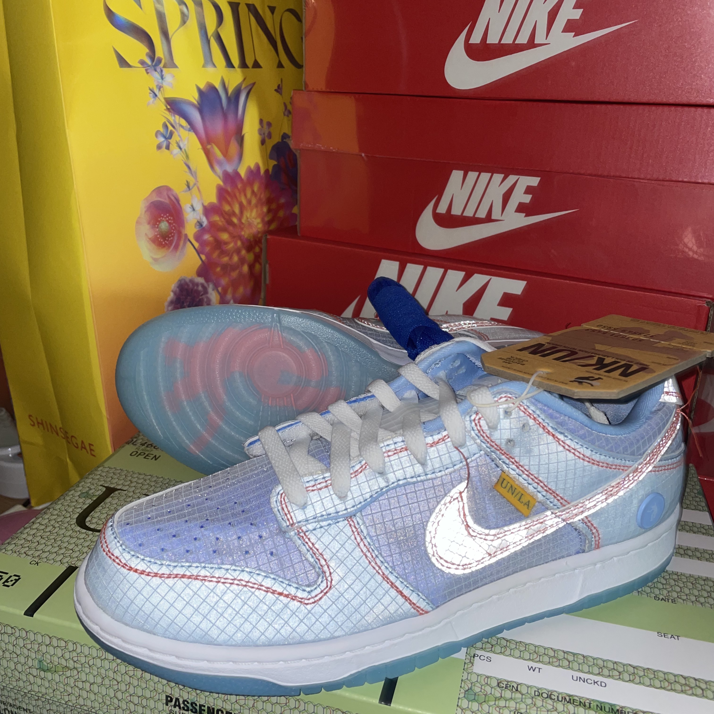 Nike x Union Dunk Low Passport Pack Argon 착용 스타일 - 1