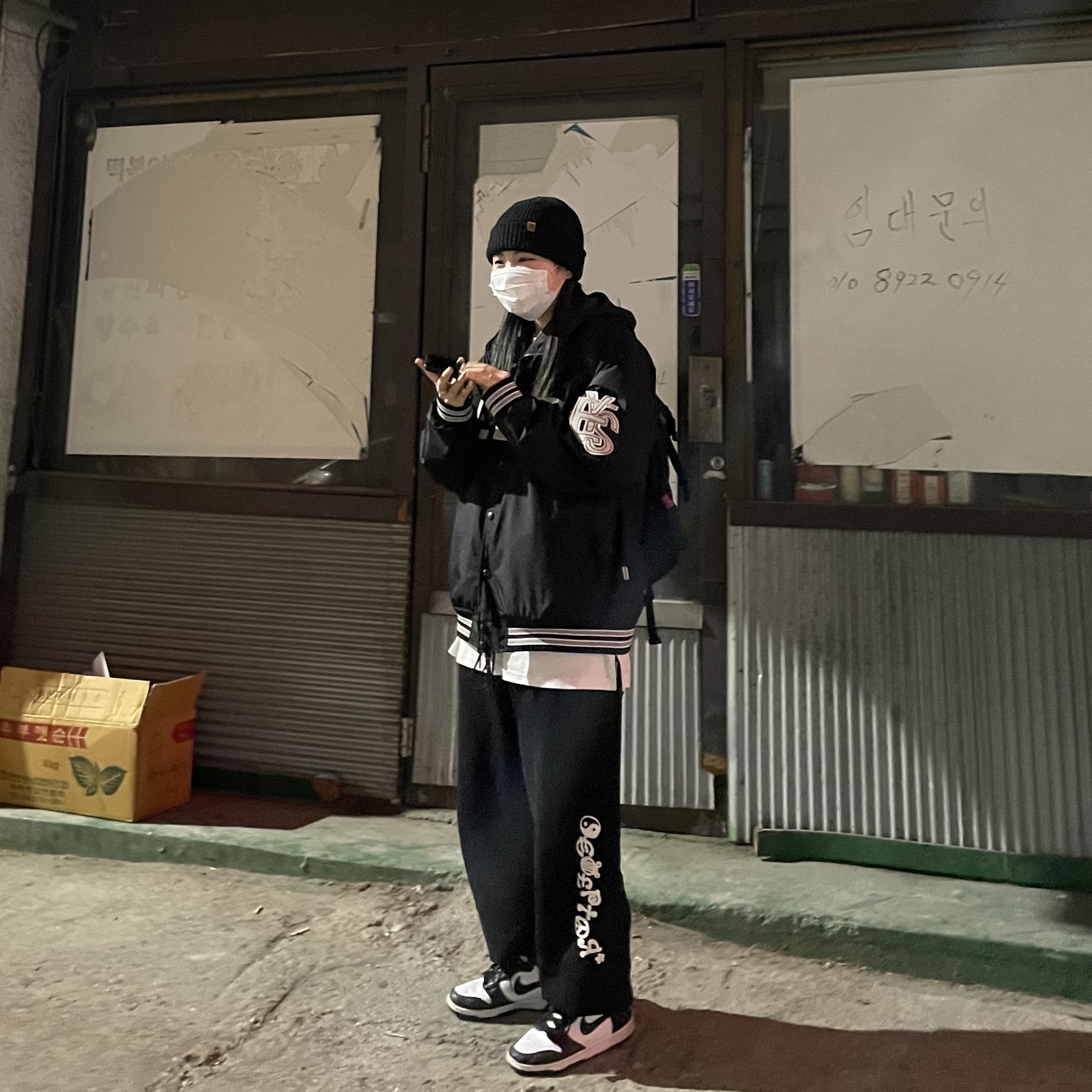 (W) Nike Dunk High Black and White 착용 스타일