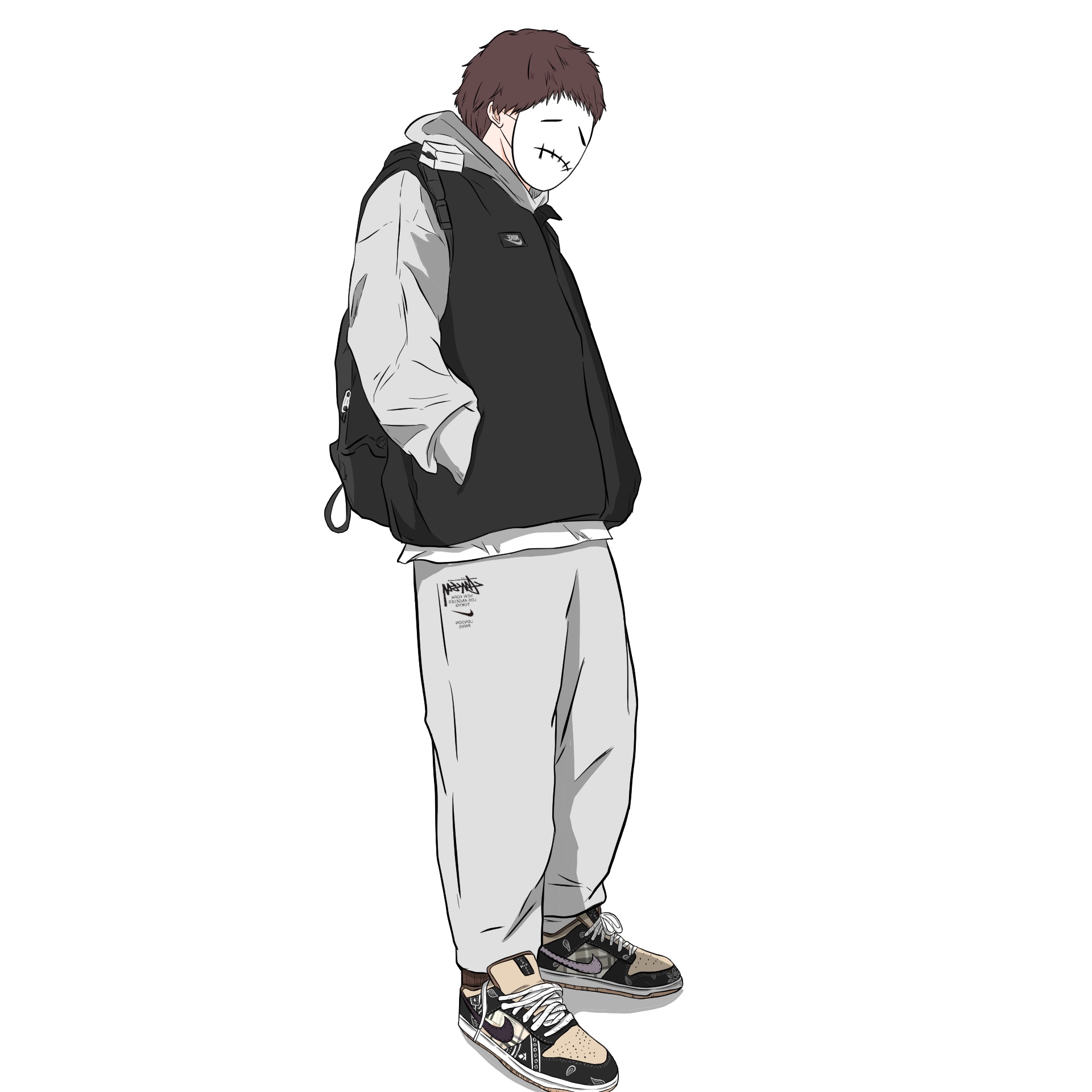 Nike x Stussy NRG ZR Fleece Pants Heather Grey - US/EU, Nike x Travis Scott SB Dunk Low 착용 스타일 - 1