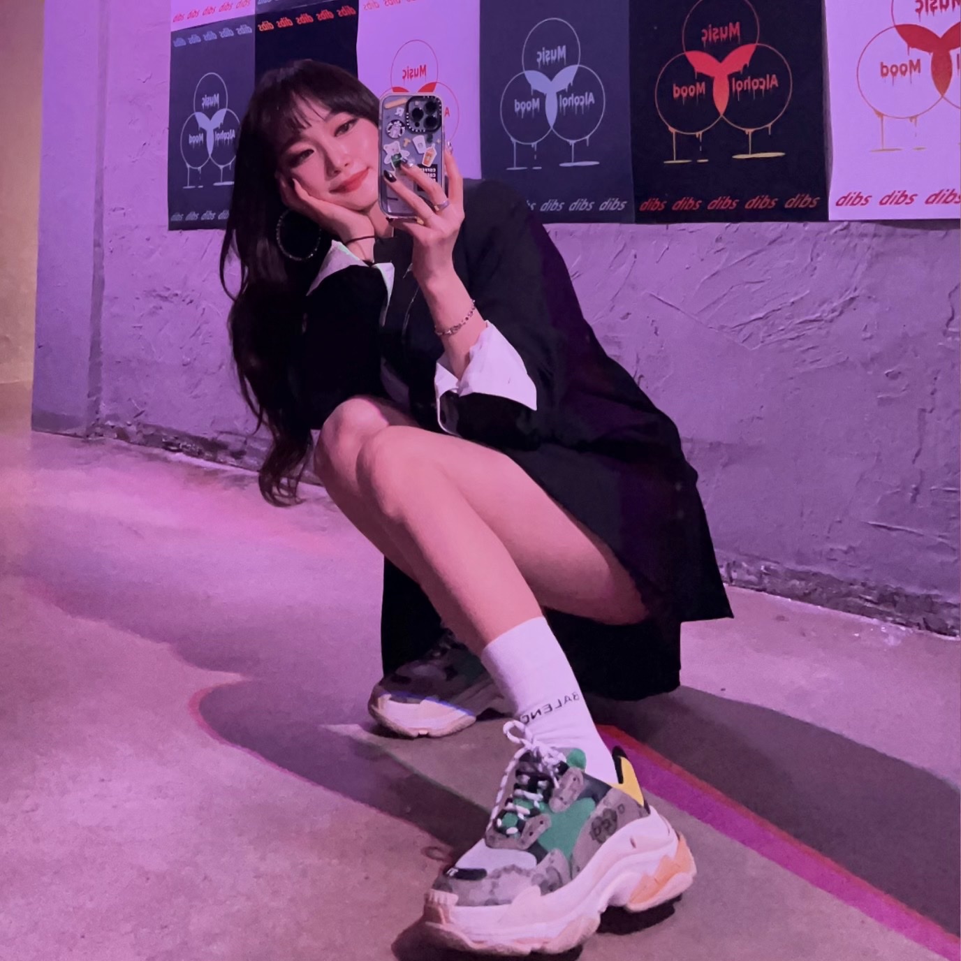 (W) Balenciaga x Gucci The Hacker Project Triple S Sneakers Beige Ebony GG Supreme Yellow Green, Zara x Ader Error Oversized Blazer Black 착용 스타일