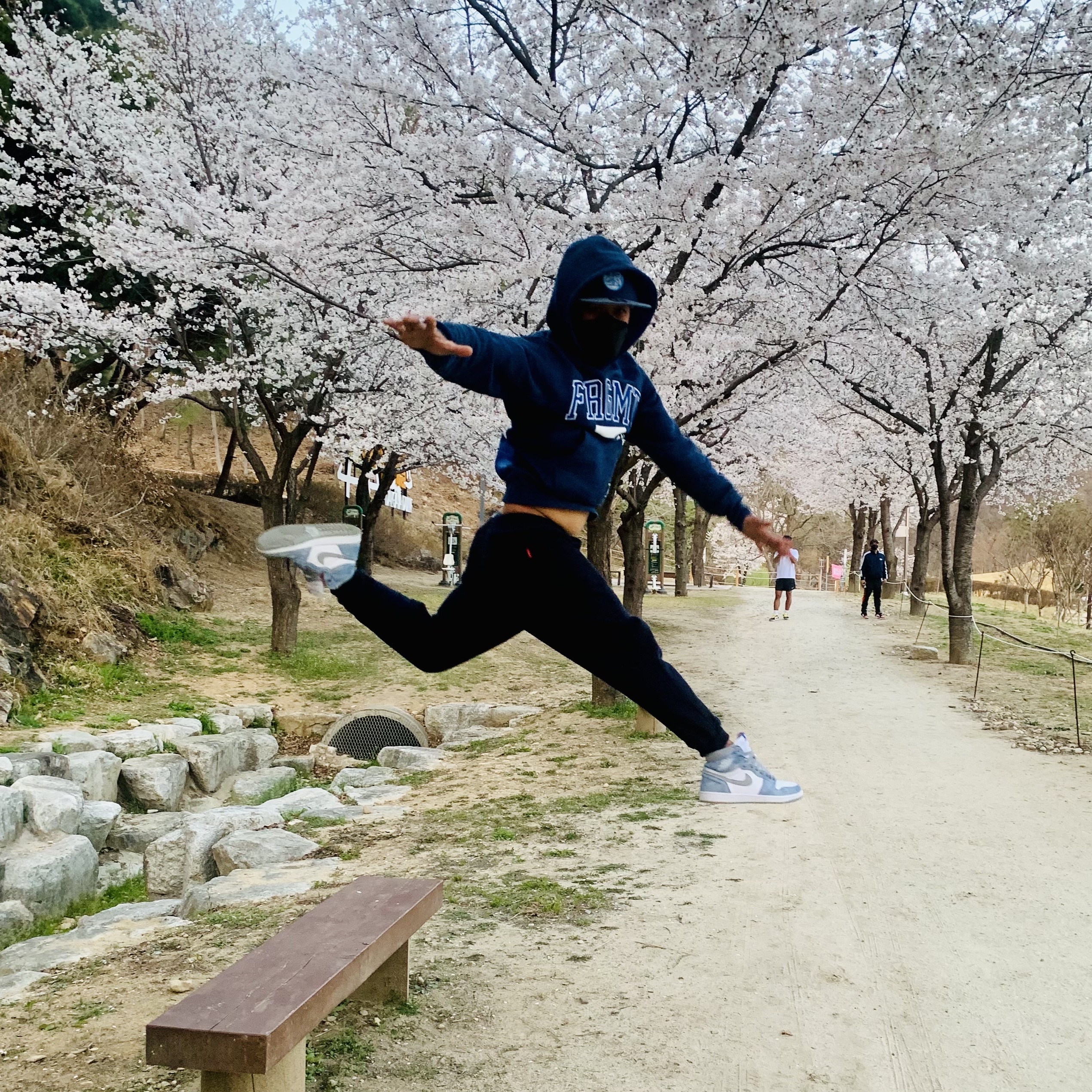 Jordan 1 Retro High OG Hyper Royal, Jordan x Fragment Pullover Hoodie Navy - Asia 착용 스타일 - 1