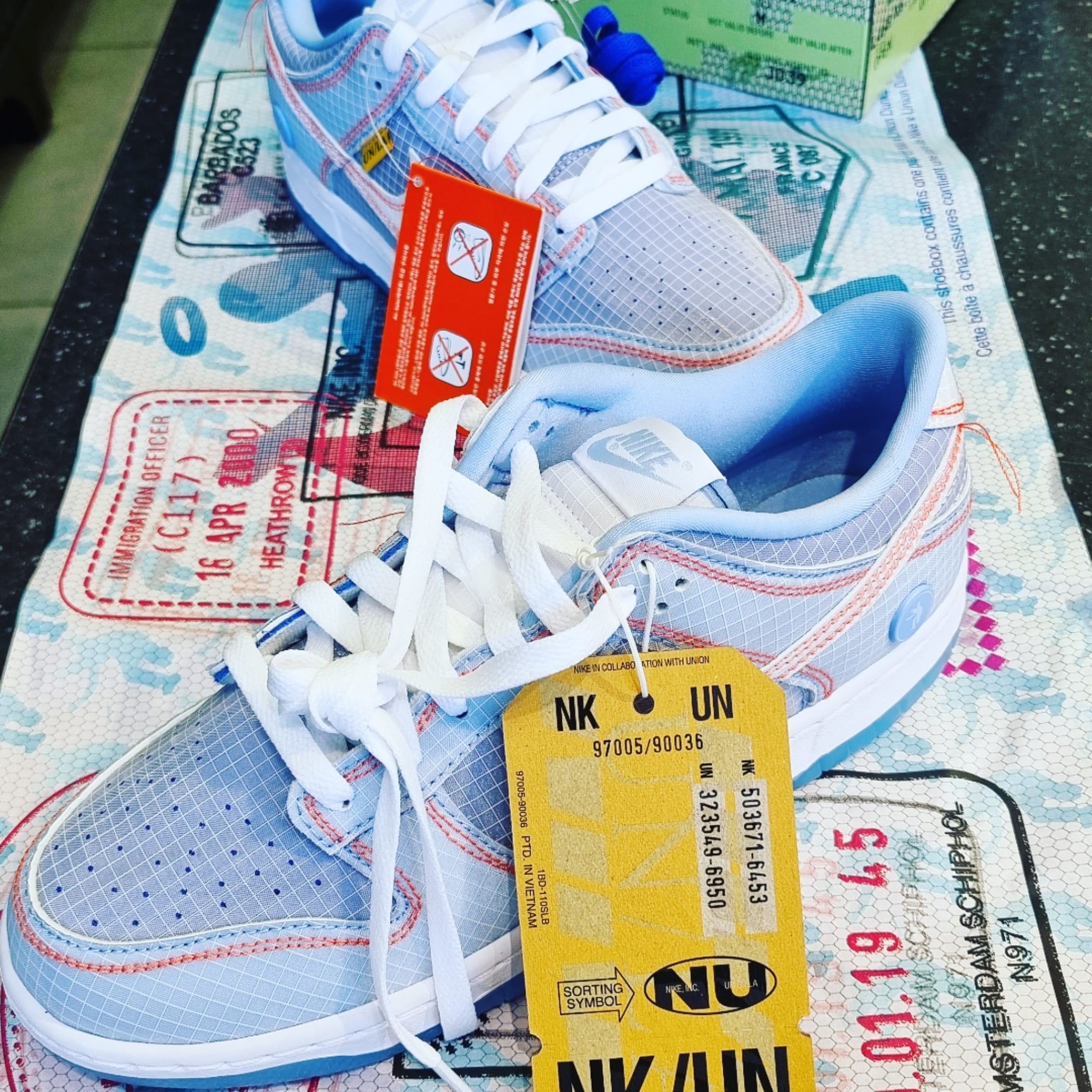 Nike x Union Dunk Low Passport Pack Argon 착용 스타일