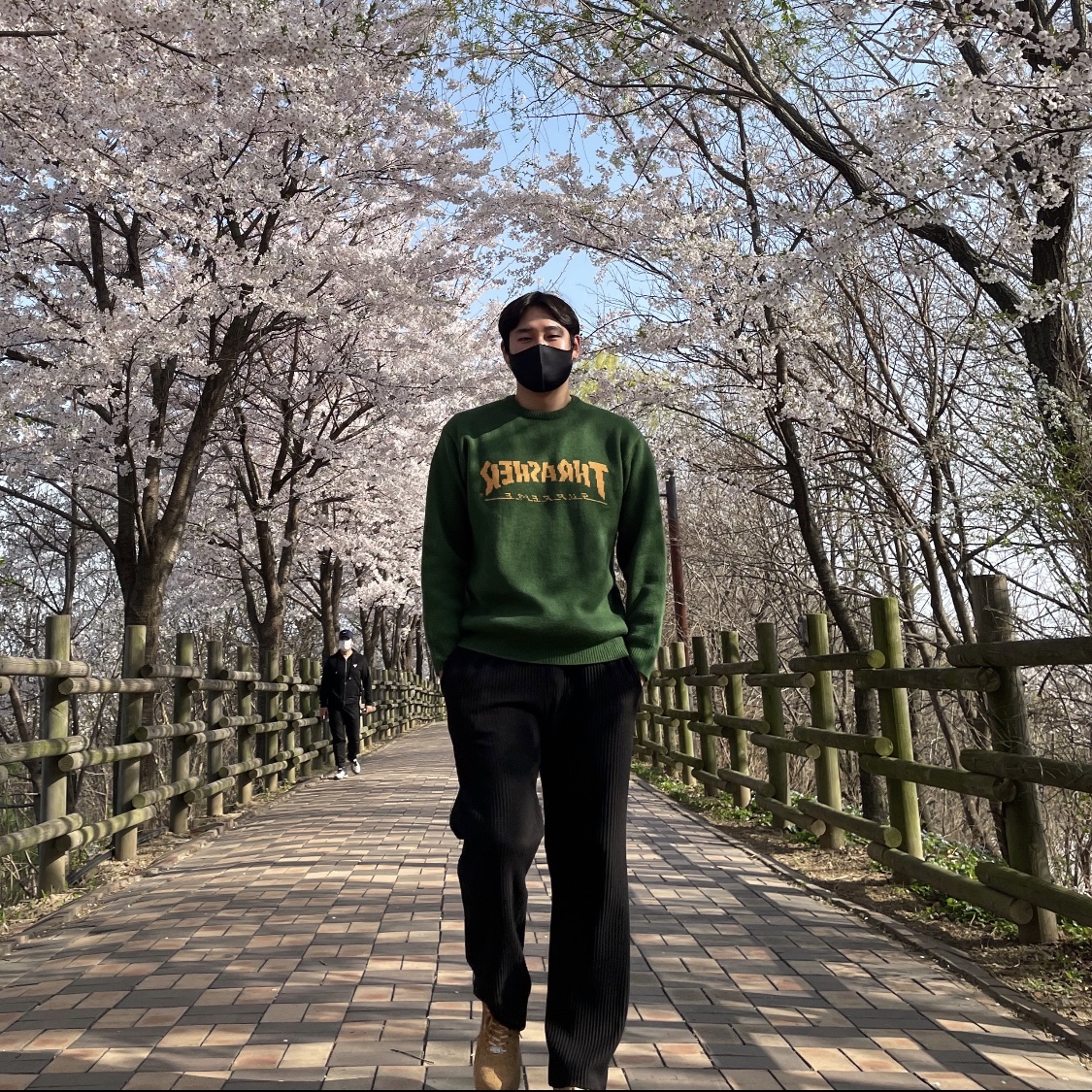 Supreme x Thrasher Sweater Green - 21FW, Nike x Supreme Air Force 1 Low Flax 착용 스타일