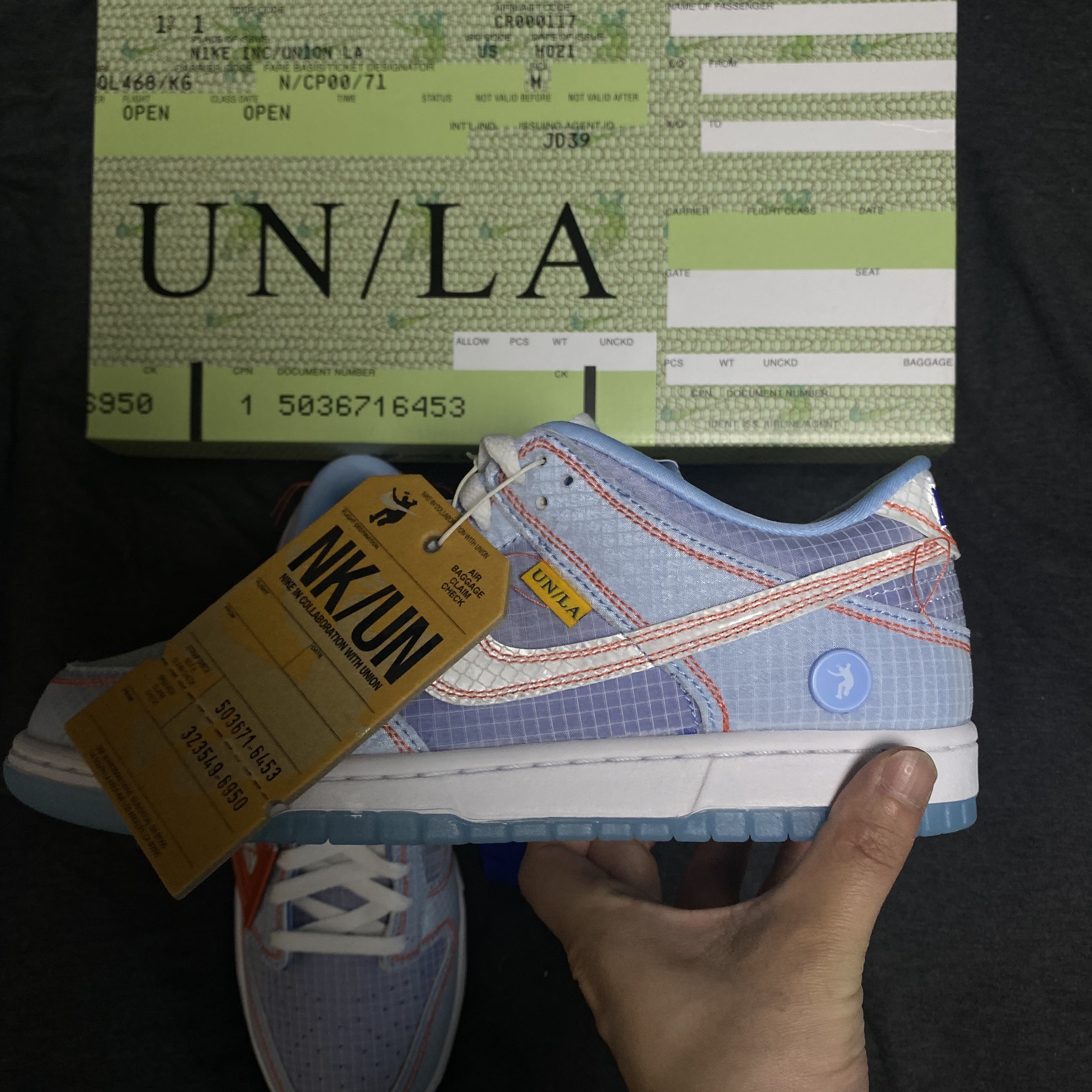 Nike x Union Dunk Low Passport Pack Argon 착용 스타일 - 3