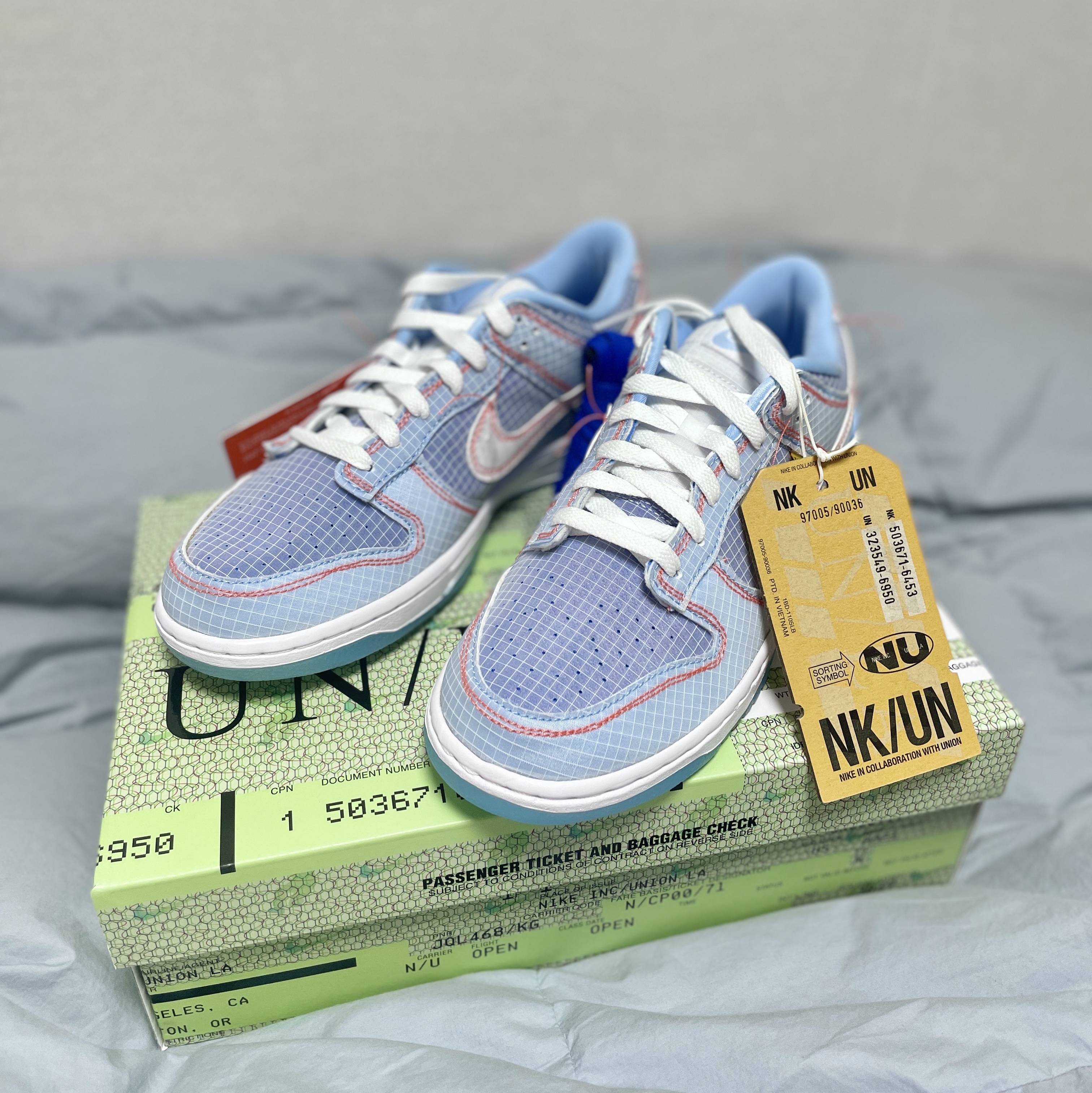 Nike x Union Dunk Low Passport Pack Argon 착용 스타일 - 1