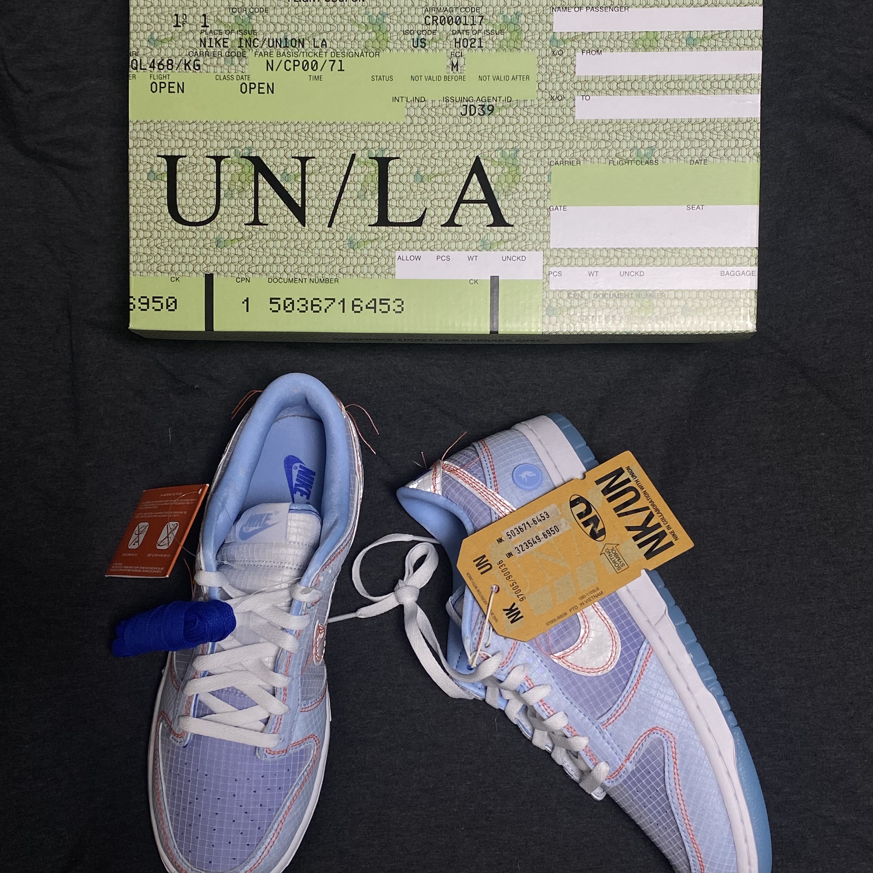 Nike x Union Dunk Low Passport Pack Argon 착용 스타일 - 1