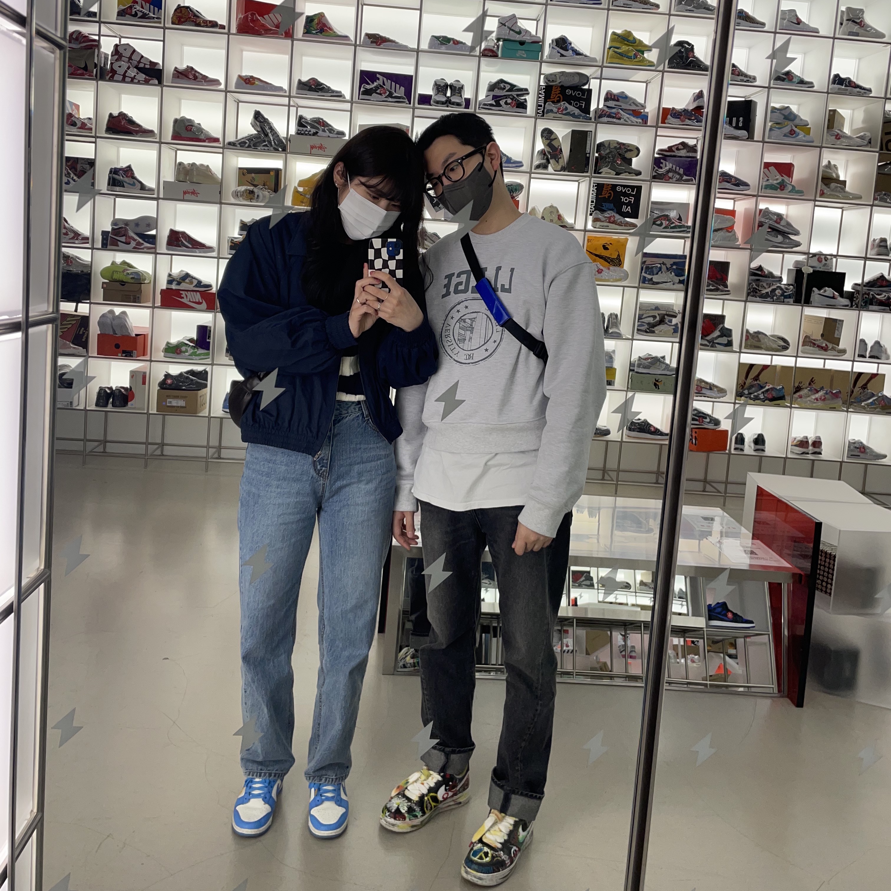 Nike x Peaceminusone Air Force 1 Low Para-Noise, (W) Nike Dunk Low Coast 착용 스타일
