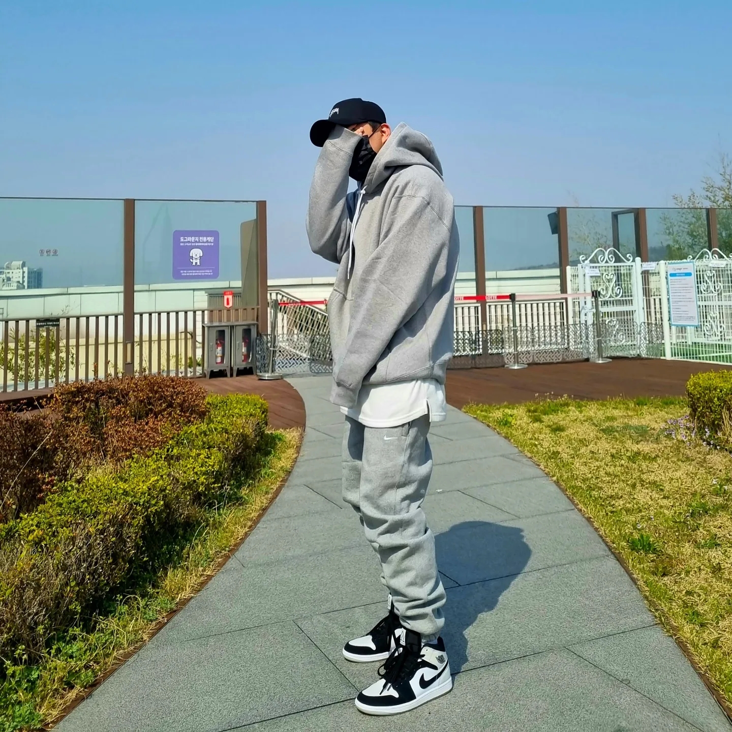 Nike NRG Solo Swoosh Fleece Hoodie Dark Grey Heather - US/EU, (W) Nike NRG Solo Swoosh Fleece Pants Dark Grey Heather - Asia 착용 스타일 - 1