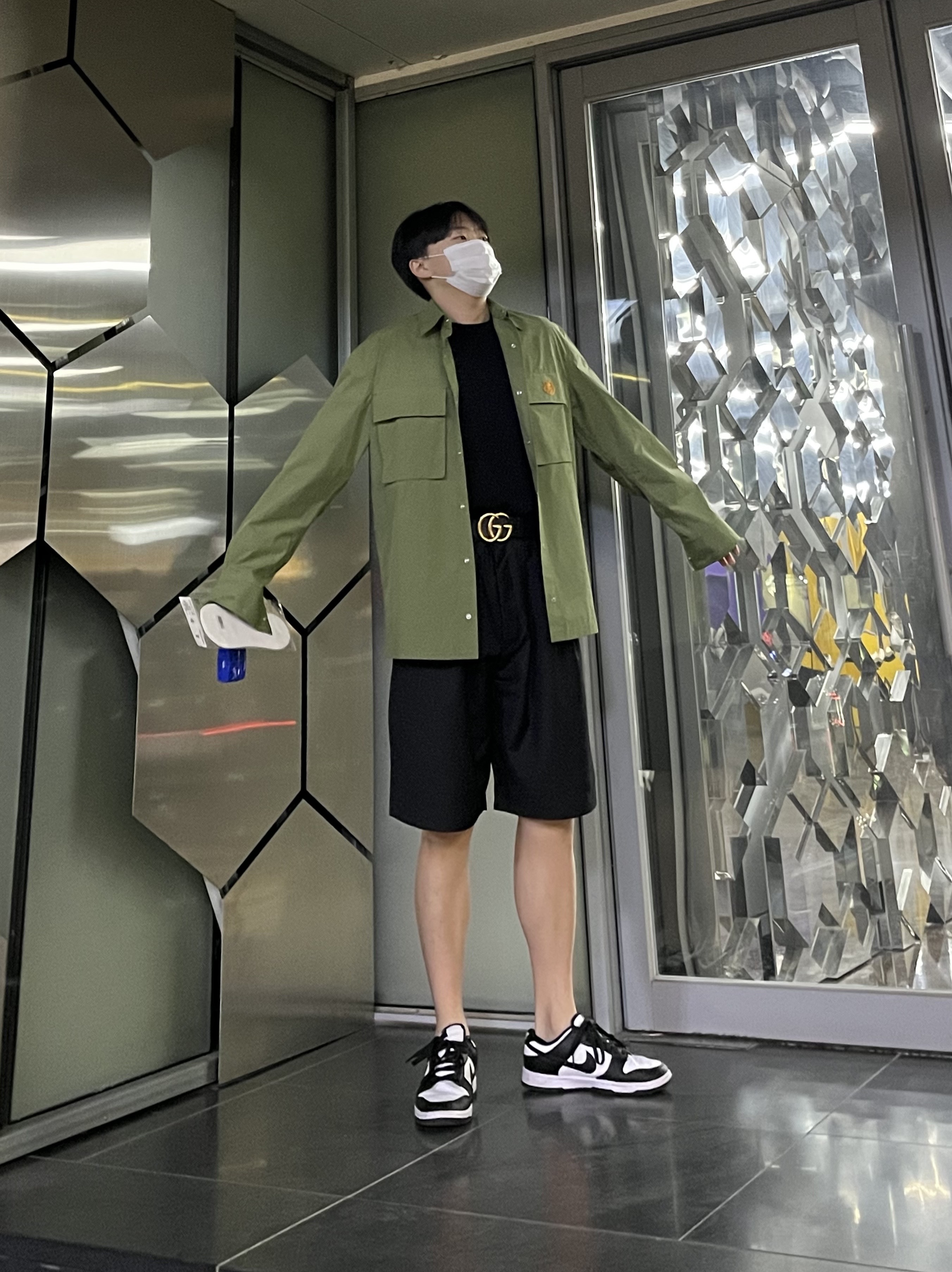 Nike Dunk Low Retro Black, Stone Island 511A1 Stretch Wool Crewneck Knit Black - 21FW 착용 스타일