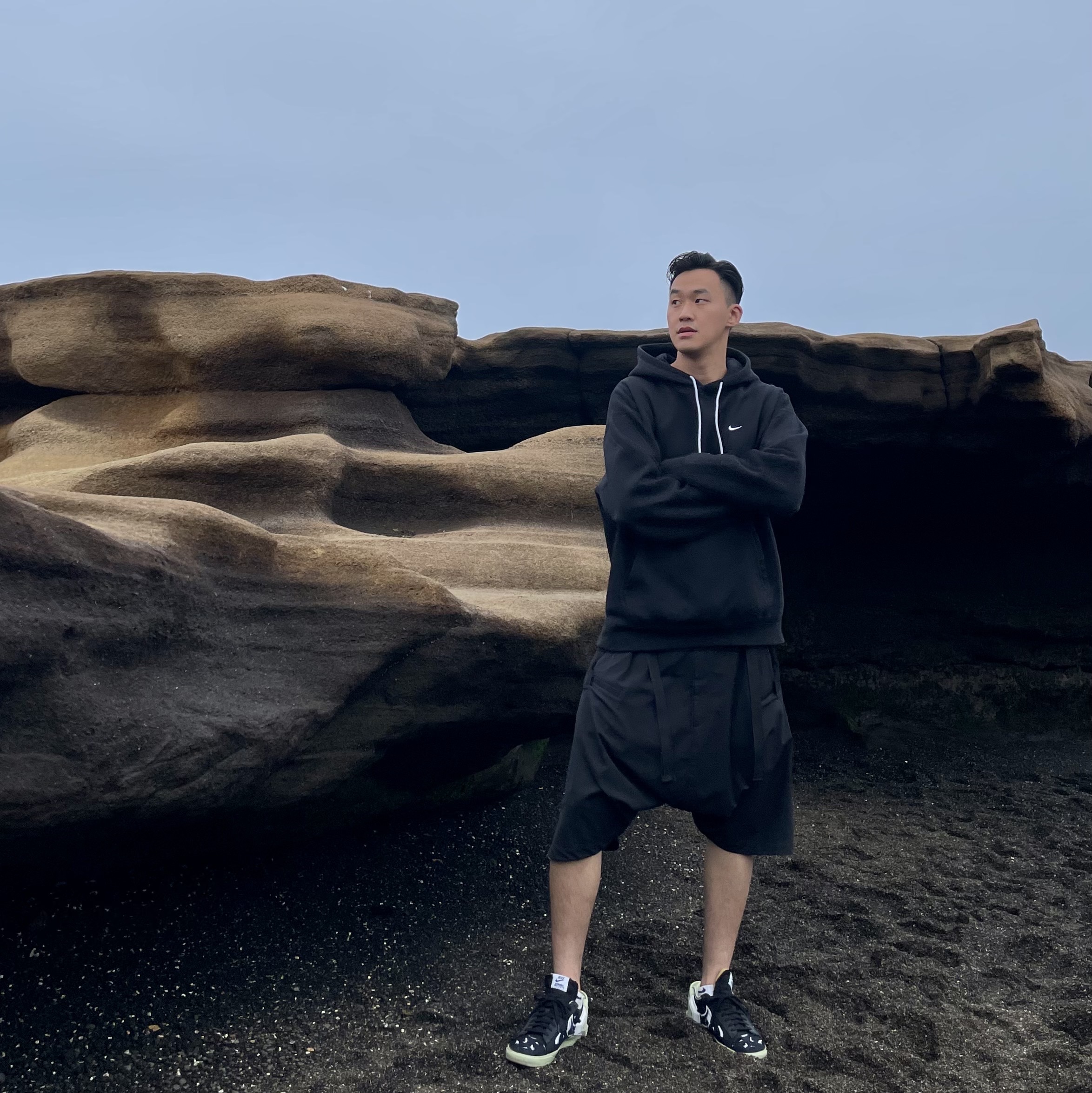 Nike x Acronym Blazer Low Black, Nike NRG Solo Swoosh Fleece Hoodie Black White - US/EU 착용 스타일