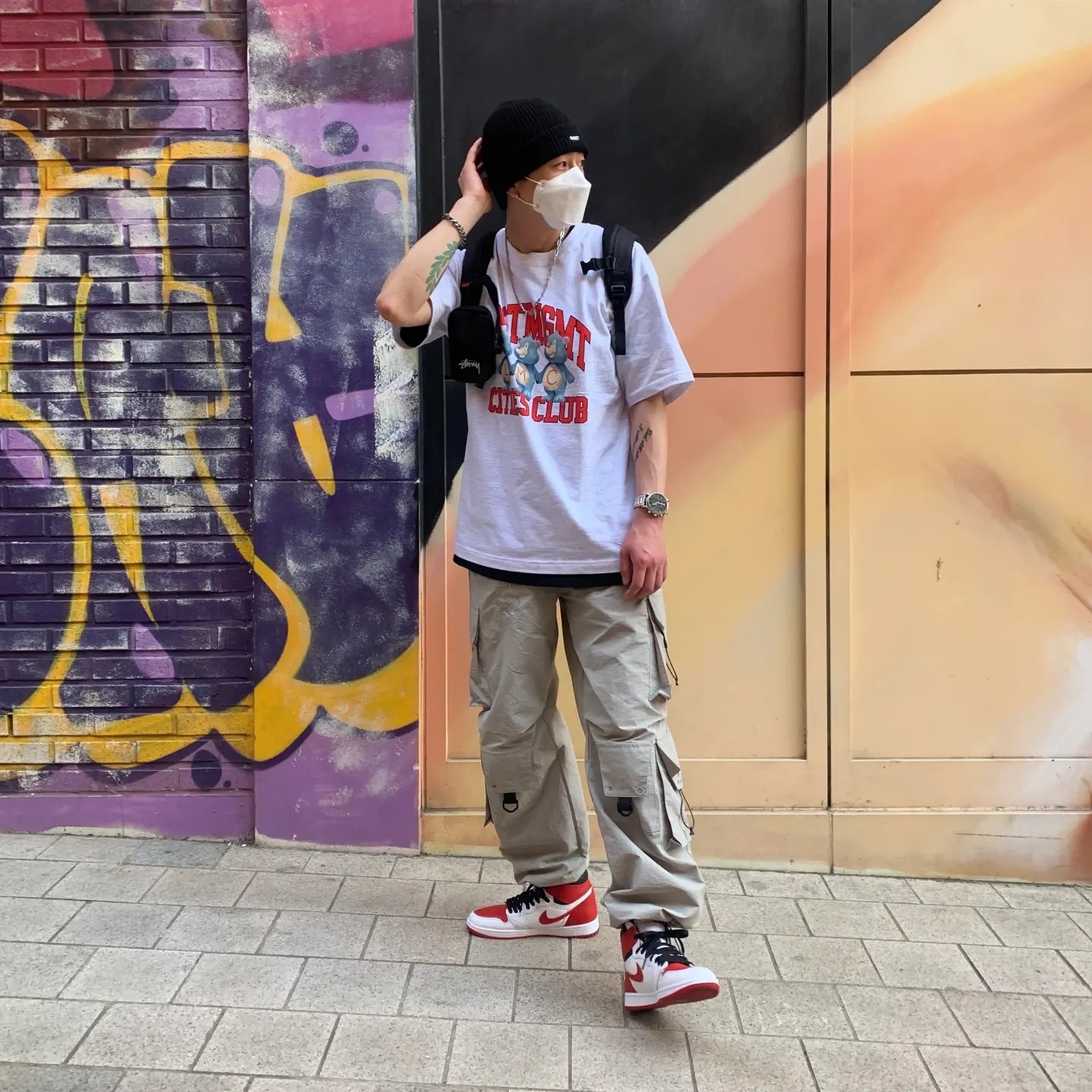 Jordan 1 Retro High OG Heritage, Supreme Backpack Black - 22SS 착용 스타일 - 1