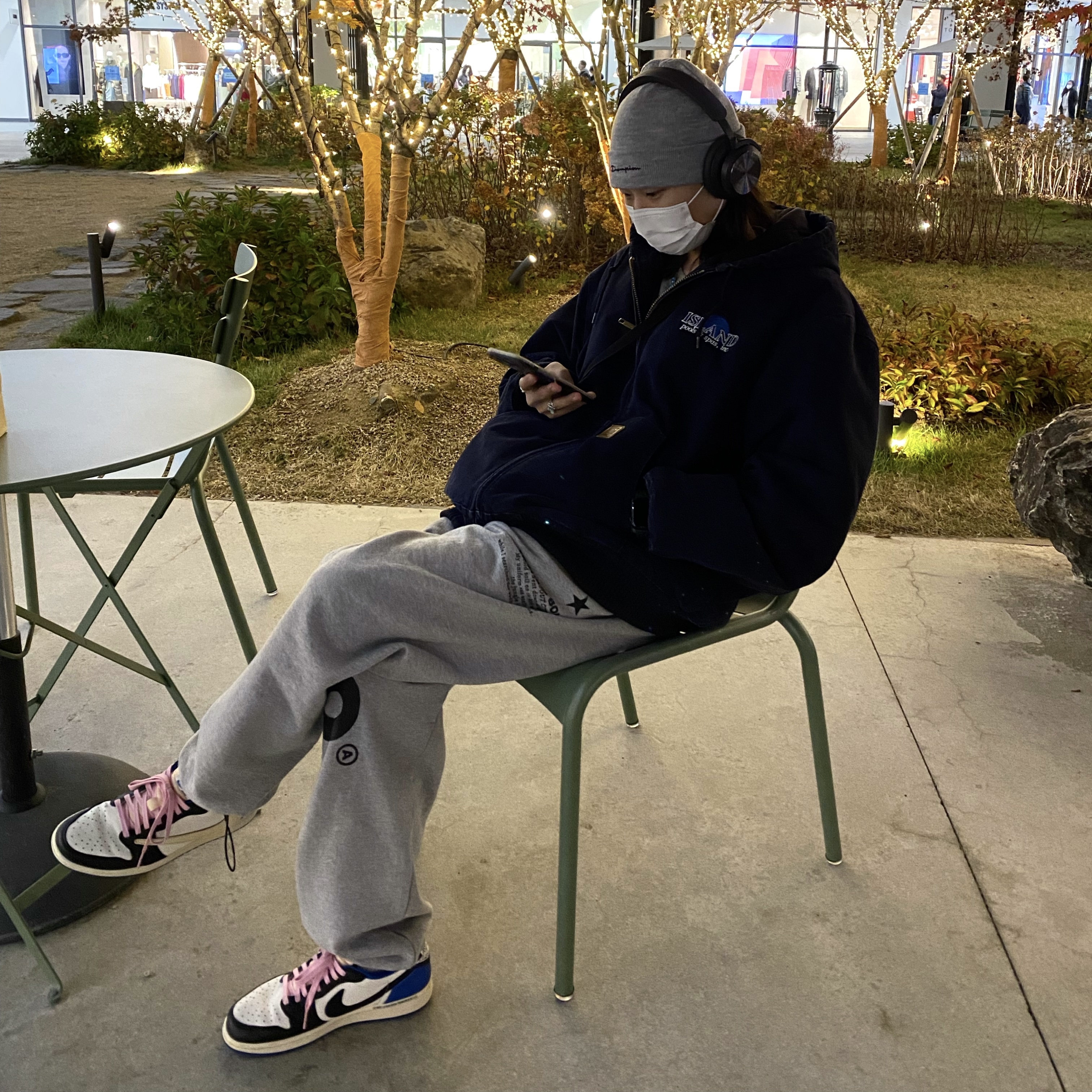 Jordan 1 x Travis Scott x Fragment Retro Low OG SP Military Blue 착용 스타일