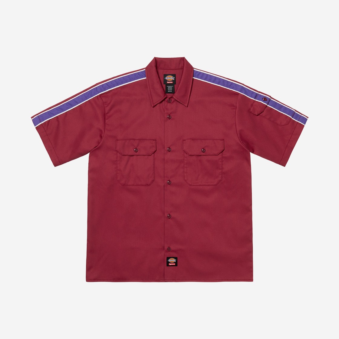 Supreme x Dickies Stripe S/S Work Shirt Maroon - 22SS 상세 이미지 1