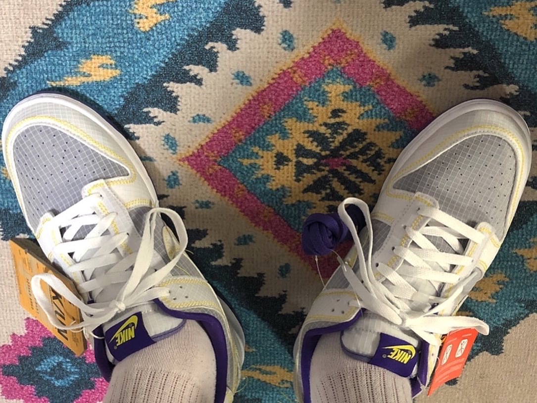 Nike x Union Dunk Low Passport Pack Court Purple White 착용 스타일 - 5