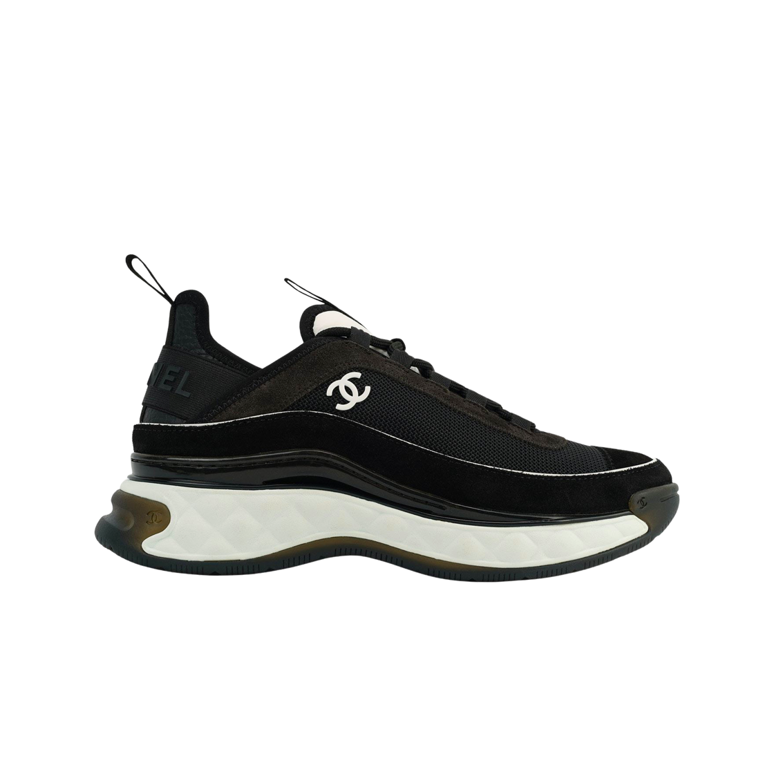 (W) 샤넬 믹스드 파이버 스니커즈 스웨이드 카프스킨 & 블랙 다크 그레이((W) Chanel Mixed Fibers Sneakers Suede Calfskin & Black Dark Grey)