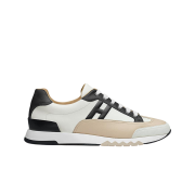 Hermes Trail Sneakers Calfskin Suede Goatskin & Multicolore Blanc