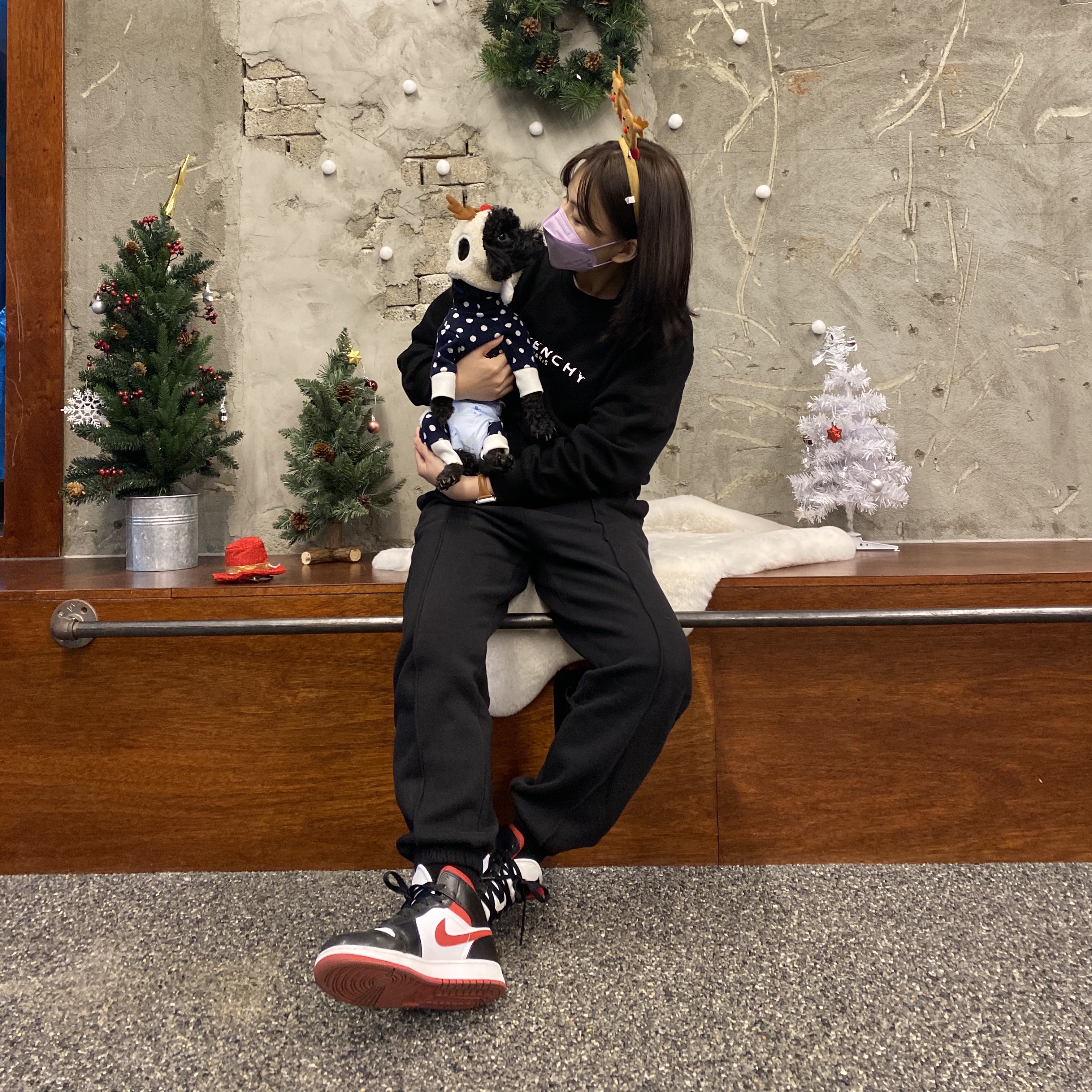 (GS) Jordan 1 Mid Gym Red Black White 착용 스타일