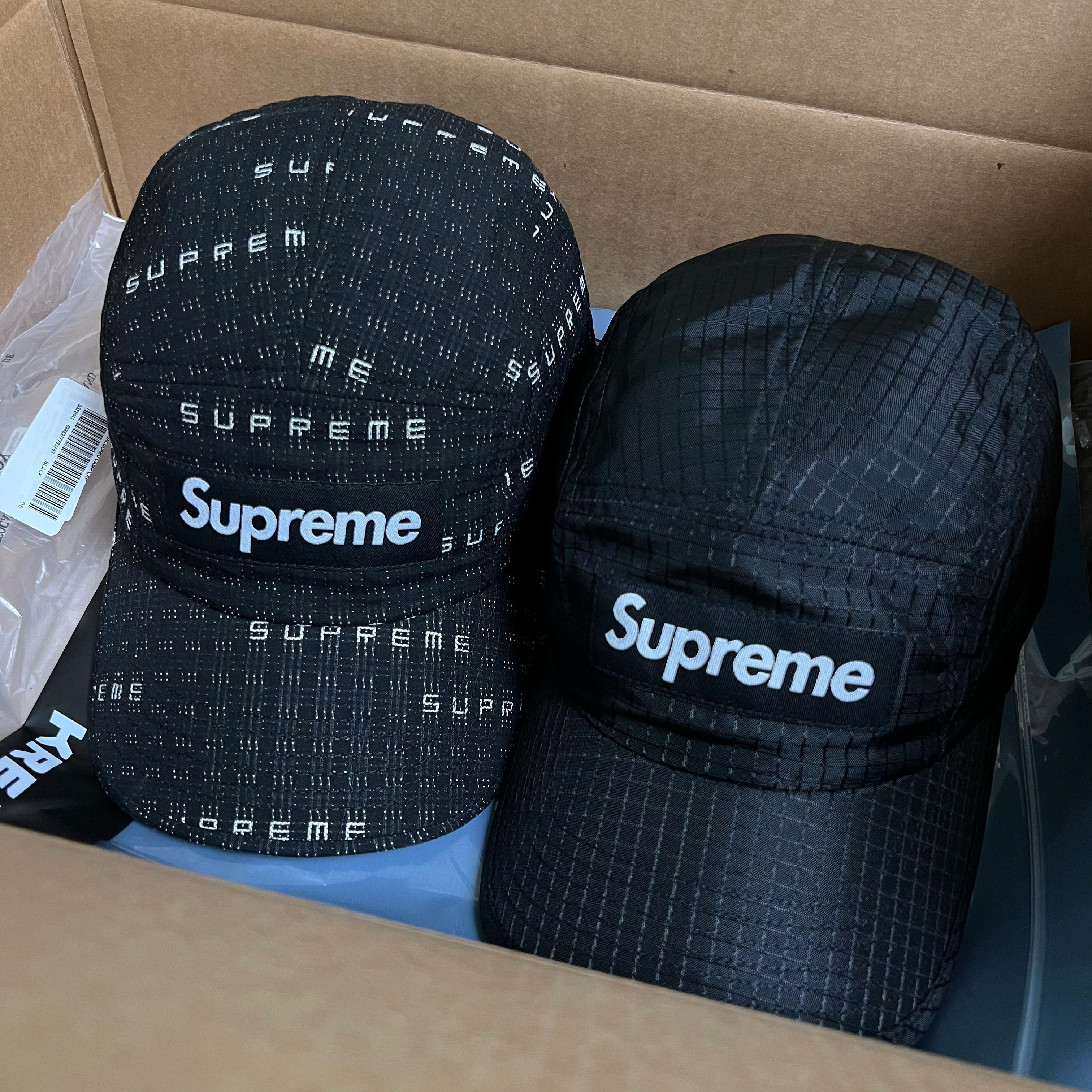 Supreme Stitch Jacquard Camp Cap Black - 22SS 착용 스타일