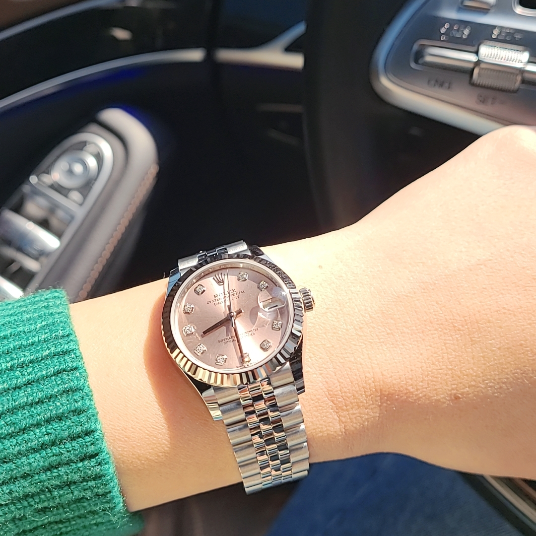 Rolex Datejust 31mm 278274 Pink Diamond-Set Jubilee 착용 스타일