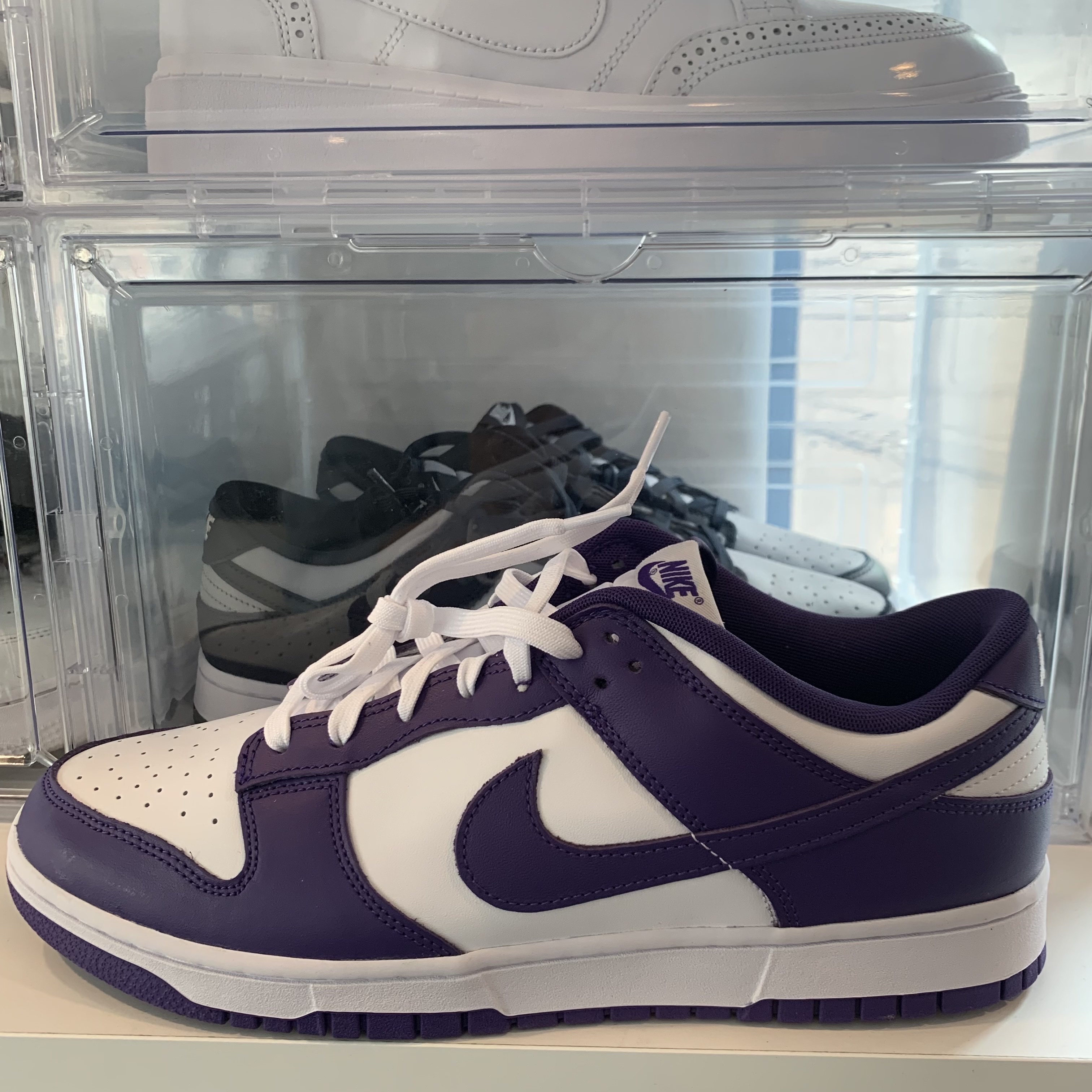 Nike Dunk Low Retro Championship Court Purple, Nike x Peaceminusone Kwondo1 White 착용 스타일 - 1
