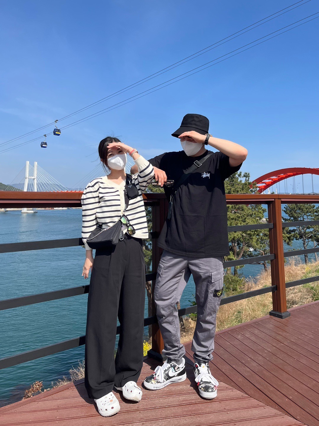 Nike x Peaceminusone Air Force 1 Low Para-Noise, (GS) Jordan 1 Mid Gym Red Black White 착용 스타일 - 2