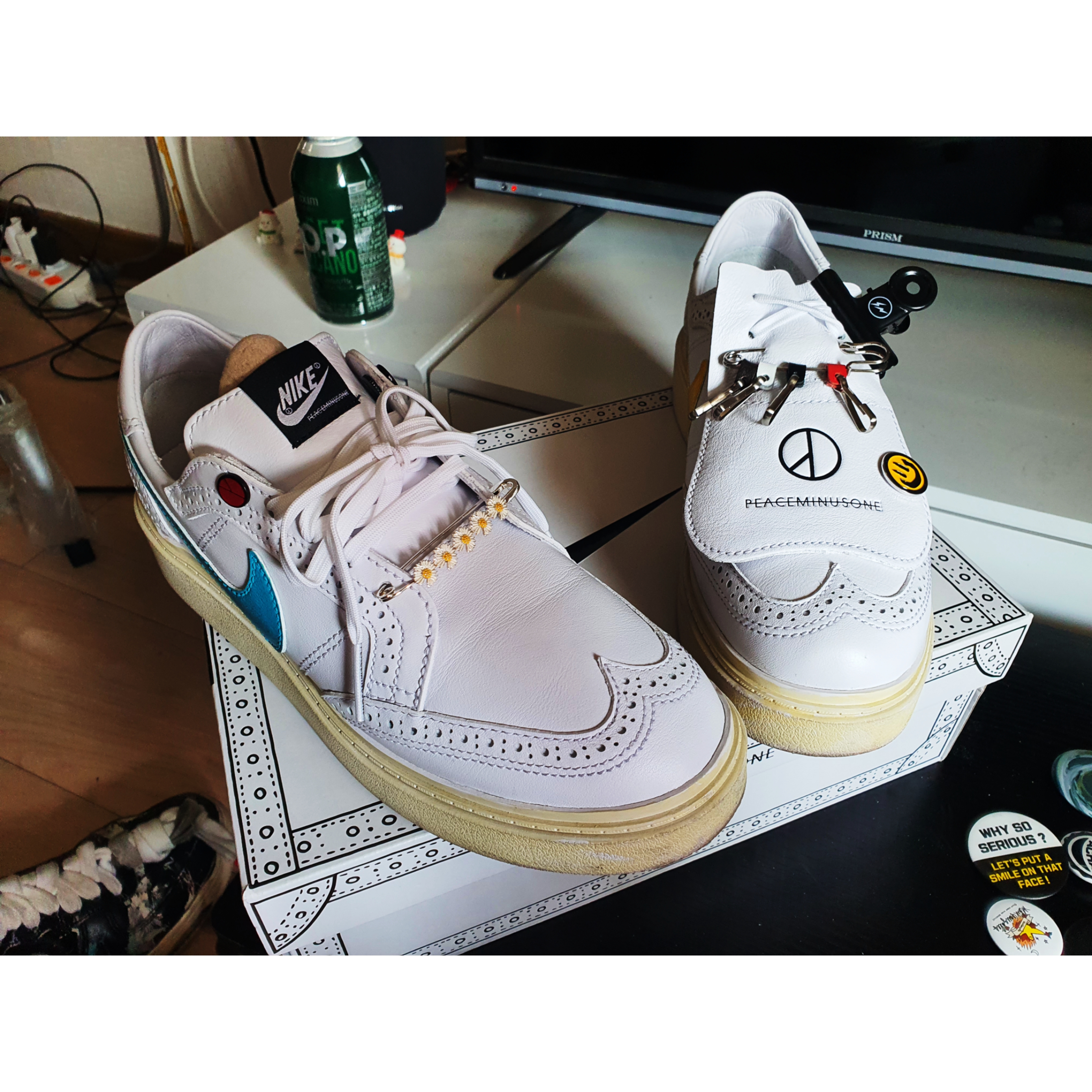 Nike x Peaceminusone Kwondo1 White 착용 스타일 - 3
