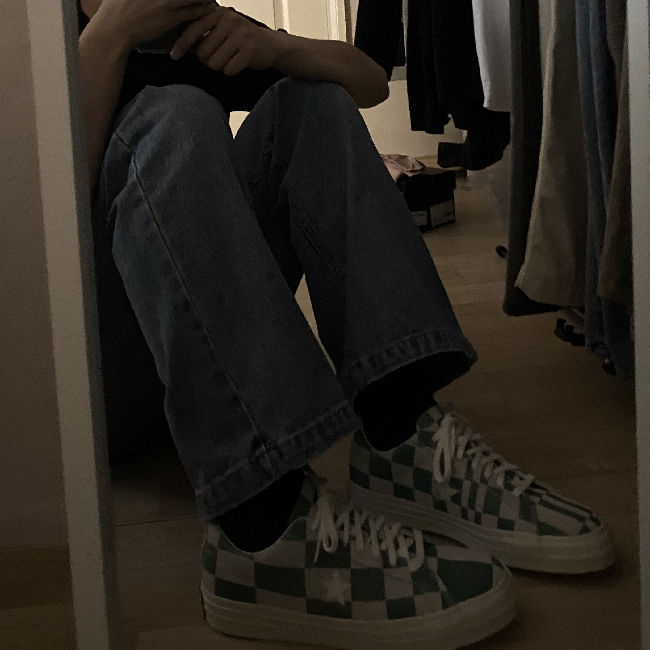 Converse One Star Ox Blocked White Medium Green 착용 스타일