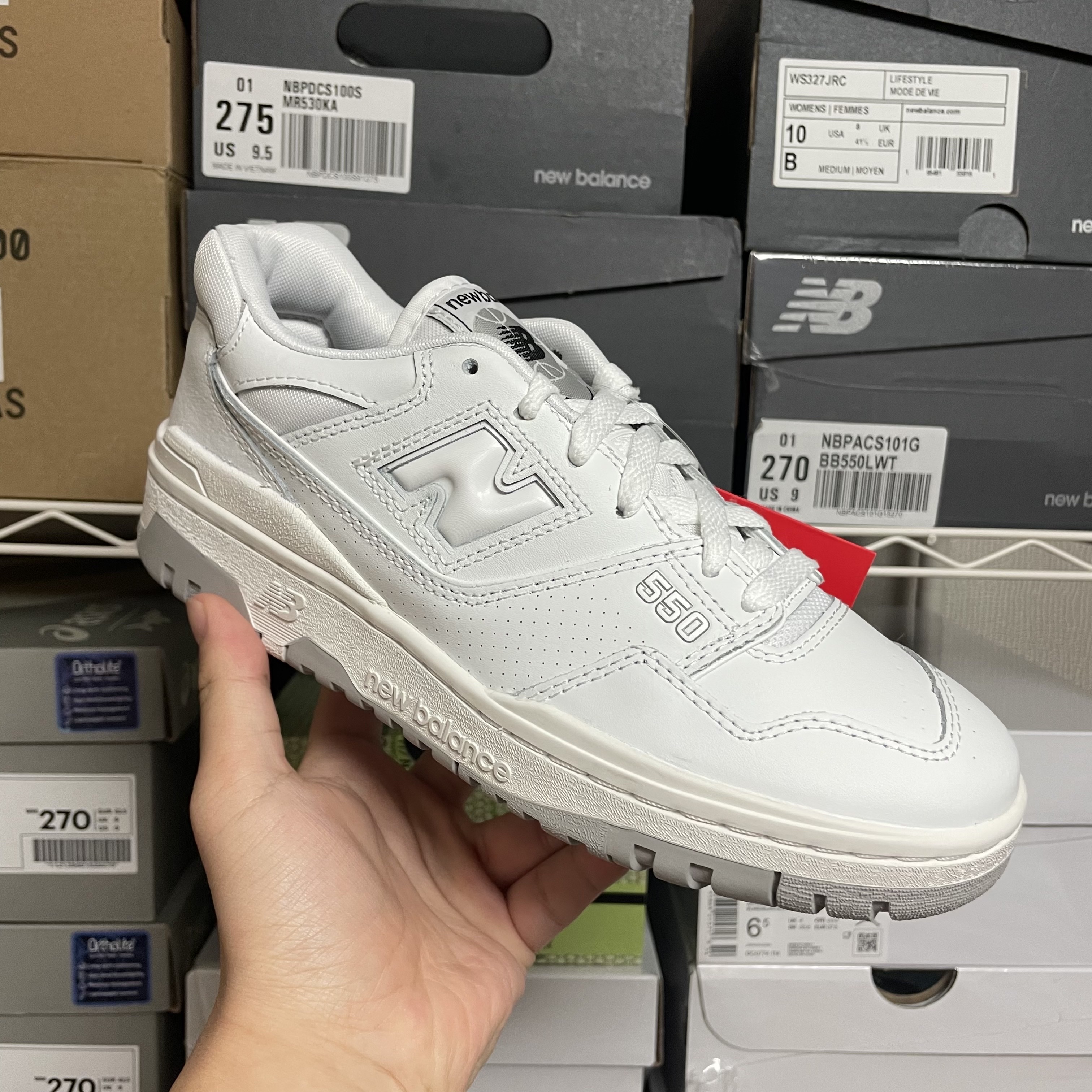New Balance 550 White - 2E Wide 착용 스타일