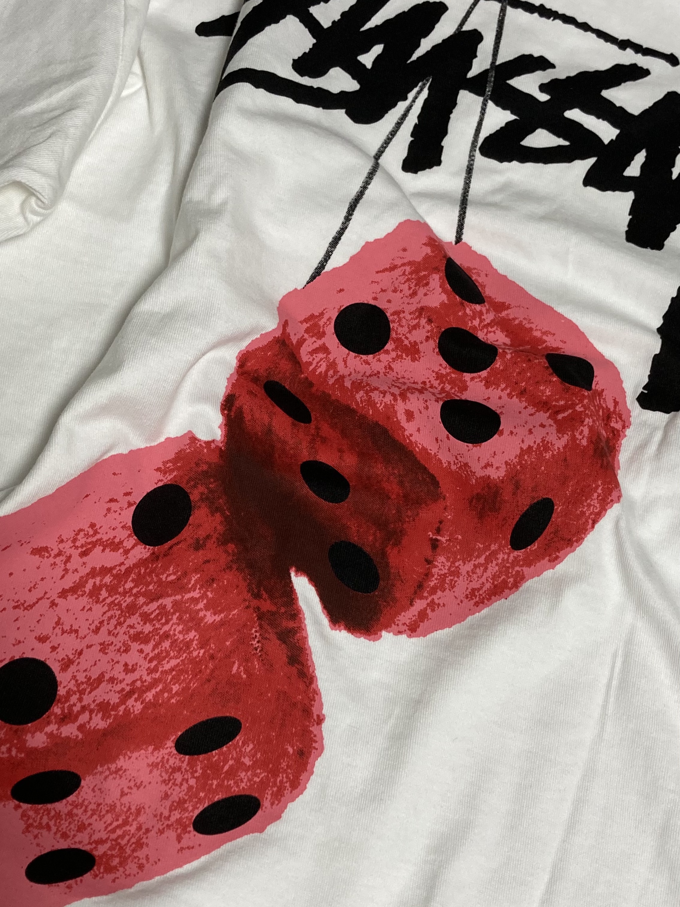 Stussy Fuzzy Dice T-Shirt White 착용 스타일