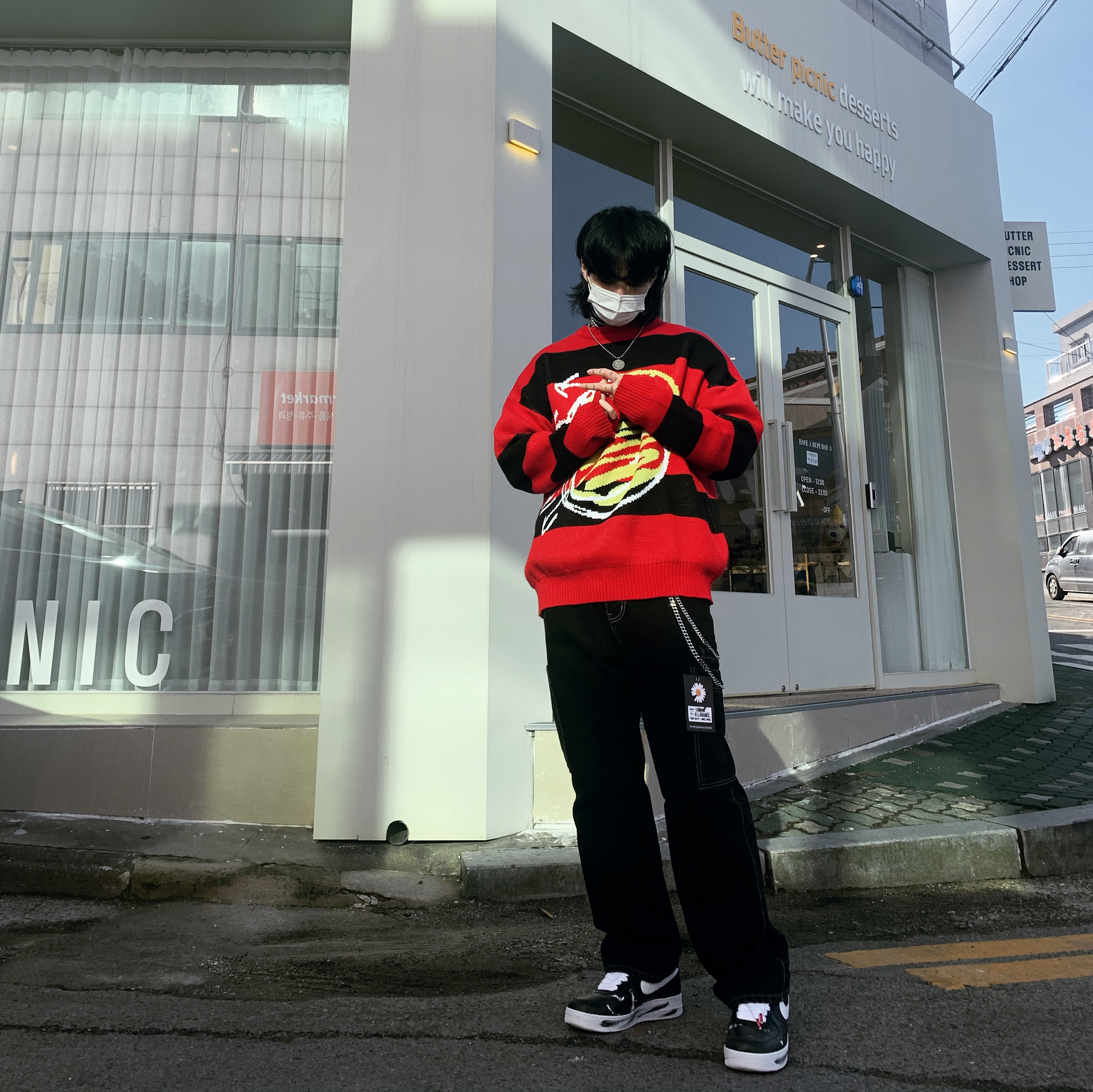 Nike x Peaceminusone Air Force 1 Low Para-Noise 착용 스타일