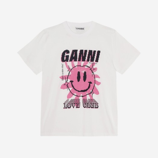 (W) 가니 러브 클럽 티셔츠 브라이트 화이트 핑크