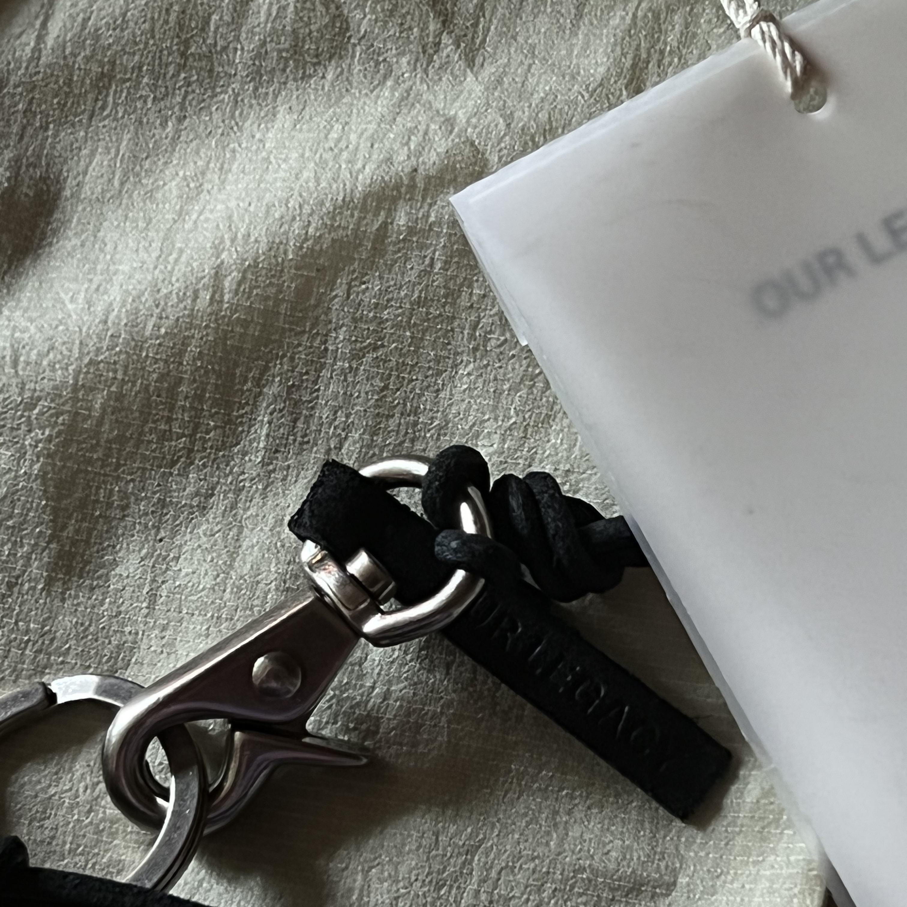Our Legacy Ladon Leather Keychain Black 착용 스타일