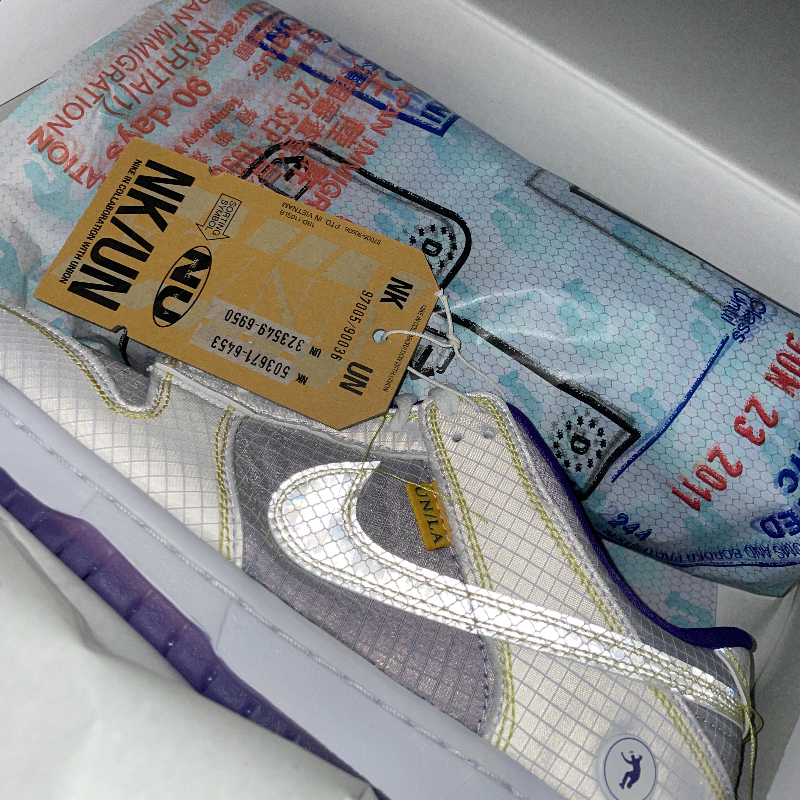 Nike x Union Dunk Low Passport Pack Court Purple White 착용 스타일