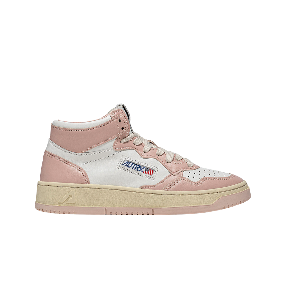AUMW-WB09 (W) Autry Medalist Mid Leather Sneakers White Pink - 대표 이미지 #1