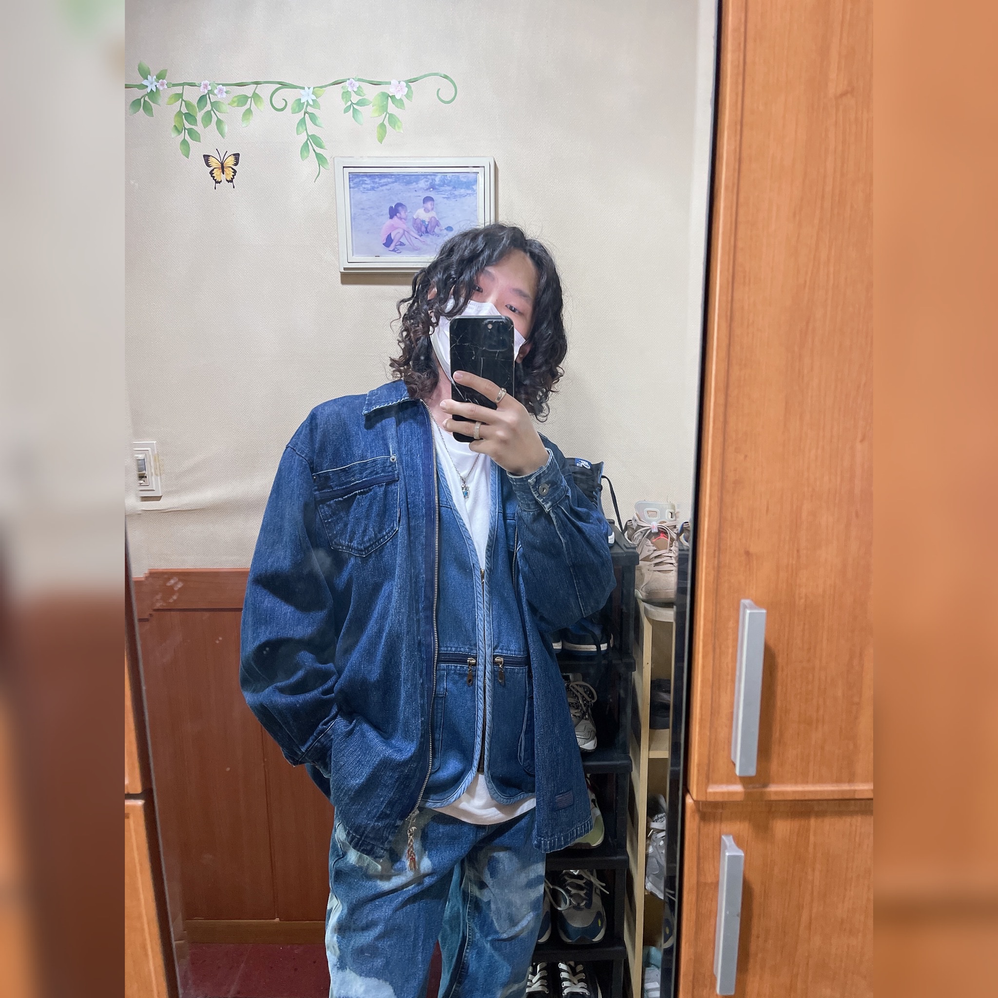 Jordan 1 x Travis Scott x Fragment Retro Low OG SP Military Blue 착용 스타일
