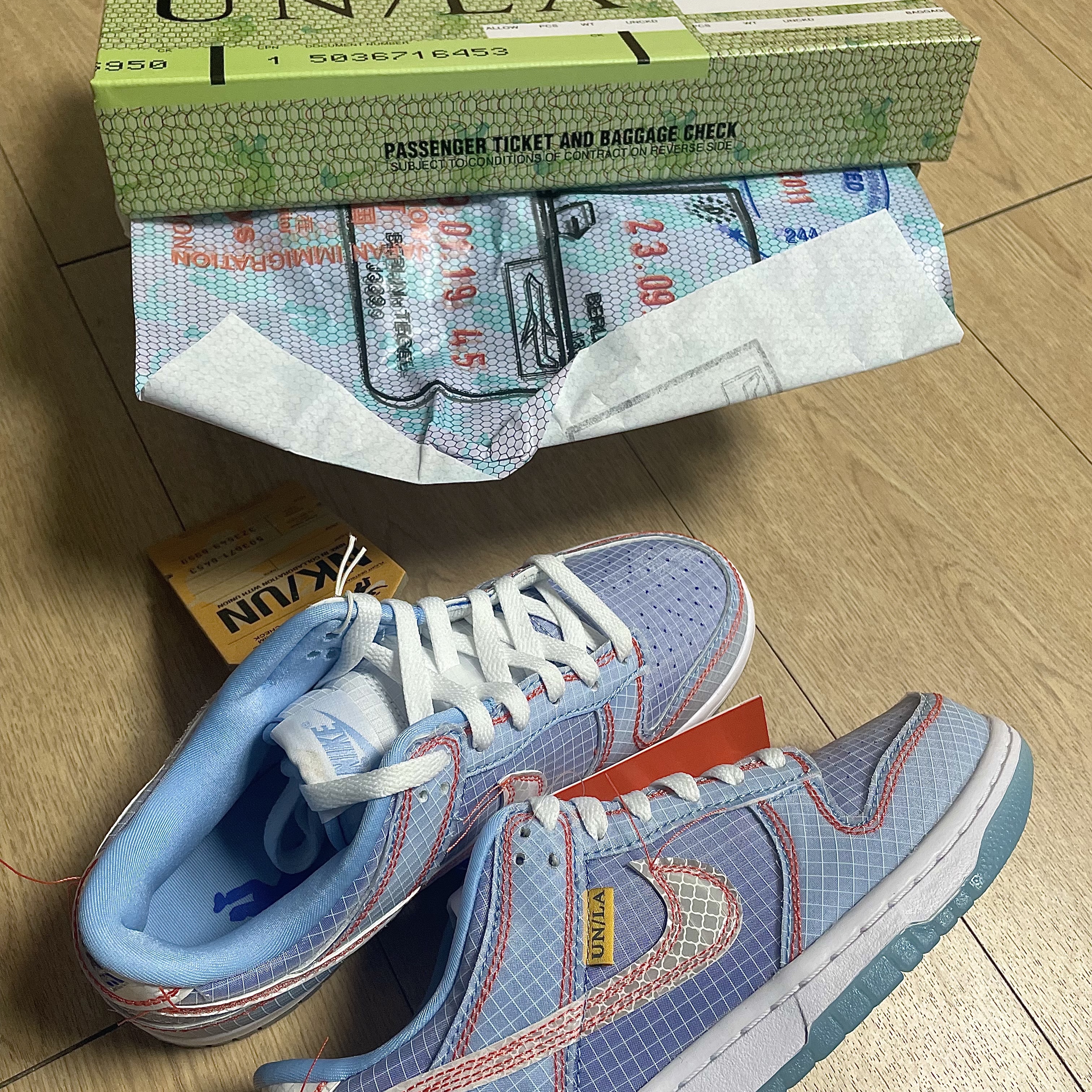 Nike x Union Dunk Low Passport Pack Argon 착용 스타일