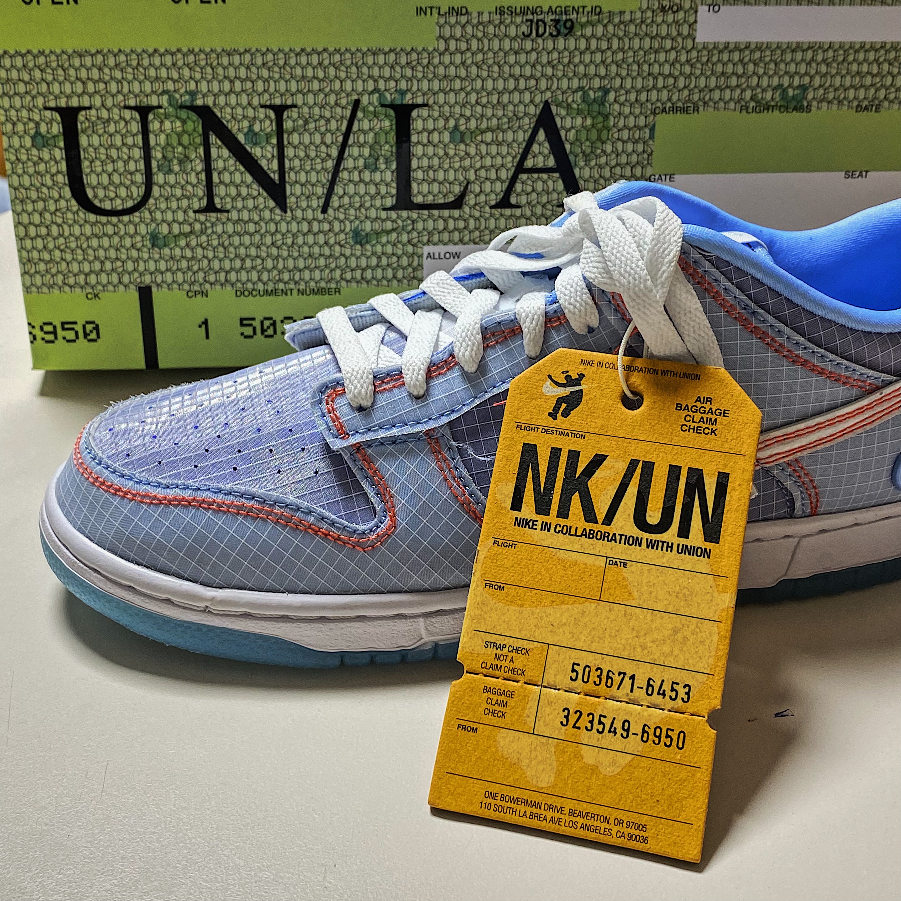 Nike x Union Dunk Low Passport Pack Argon 착용 스타일 - 2