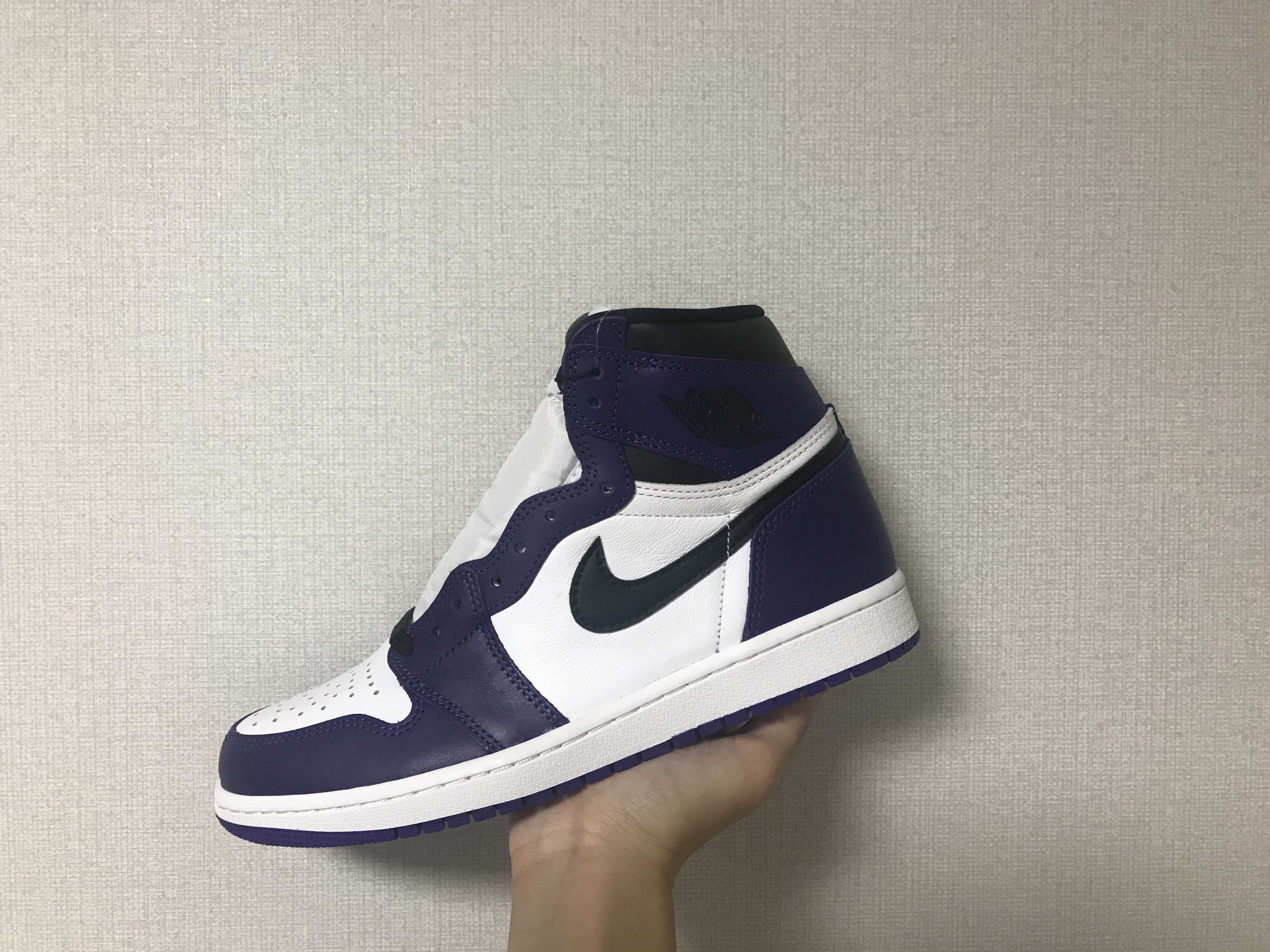 Jordan 1 Retro High OG Court Purple 2020, Nike Dunk Low Retro Championship Court Purple 착용 스타일 - 2