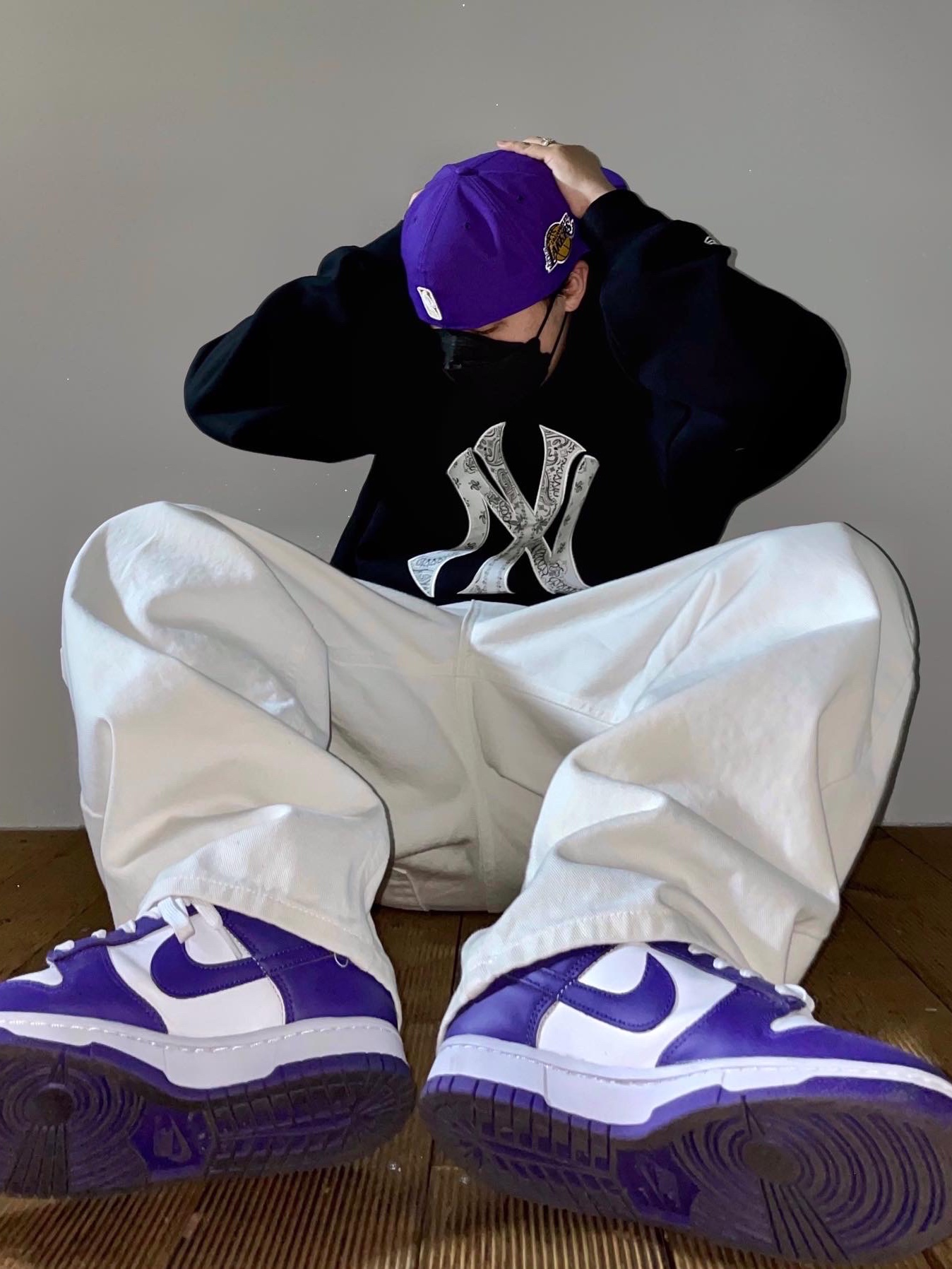 Nike Dunk Low Retro Championship Court Purple 착용 스타일 - 2