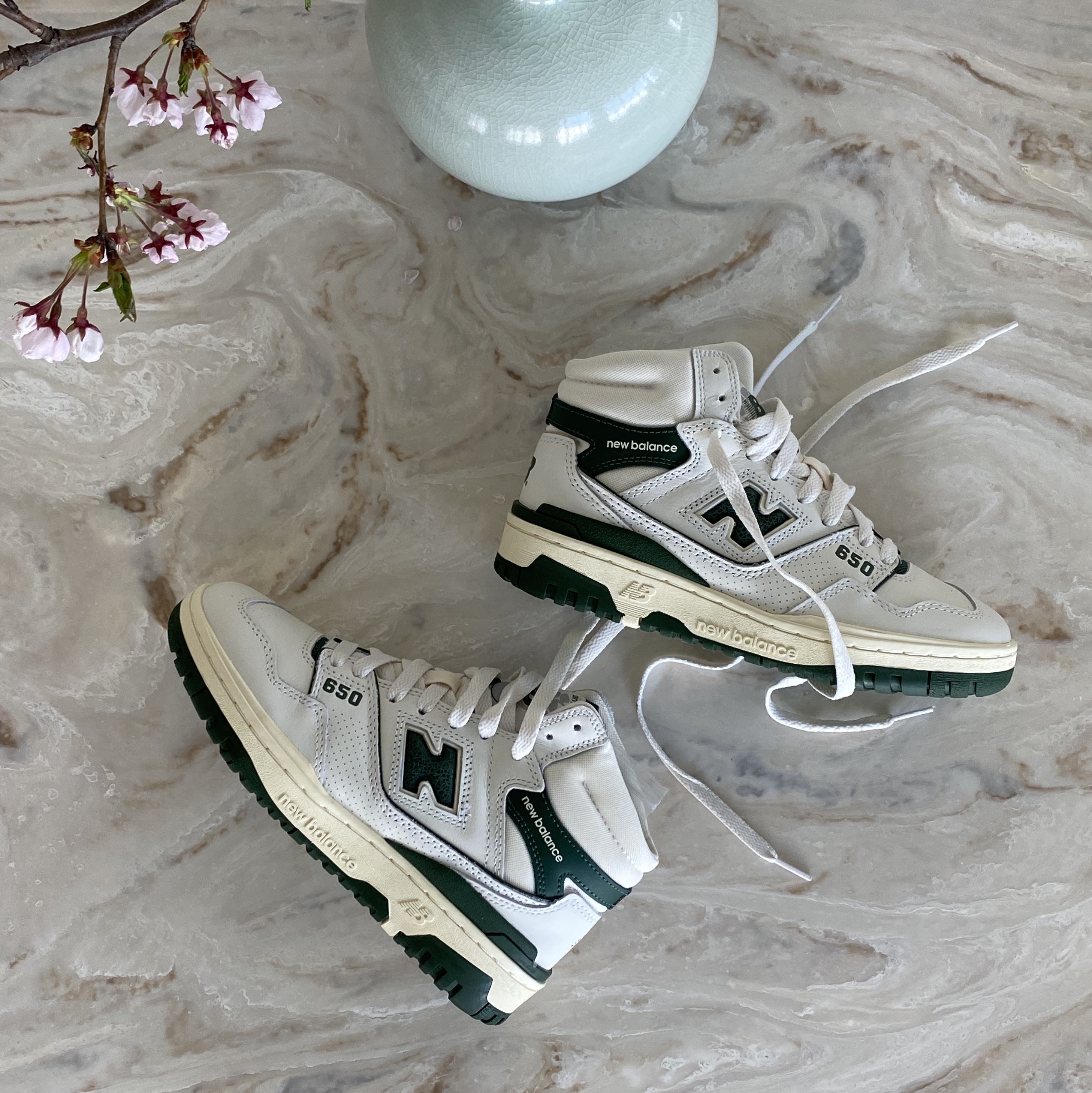 New Balance x Aime Leon Dore 650R White Green, New Balance x Aime Leon Dore 650R White Navy 착용 스타일 - 1