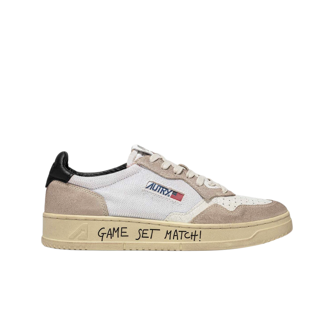 오트리 메달리스트 로우 레더 메쉬 스니커즈 화이트 블랙(Autry Medalist Low Leather Mesh Sneakers White Black)