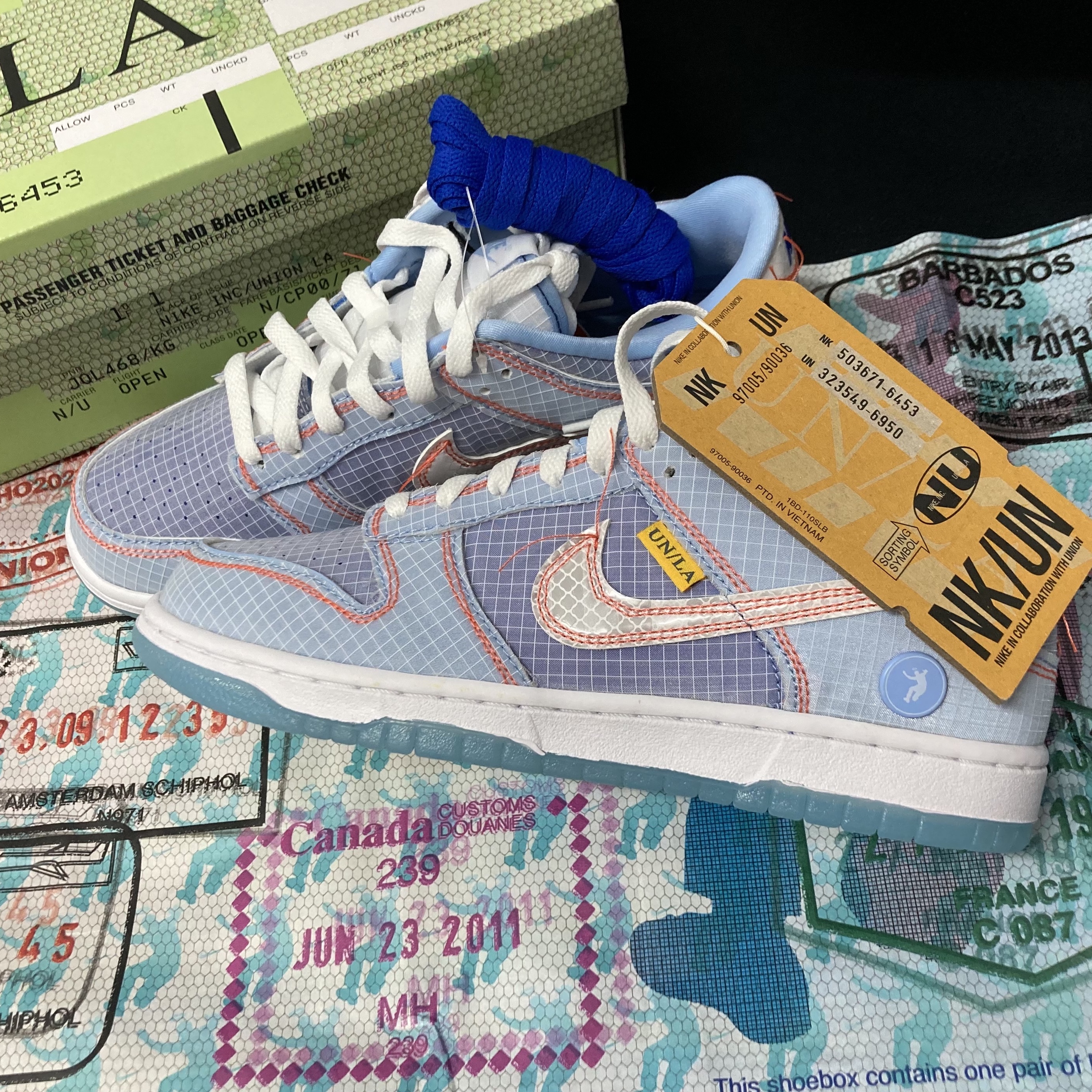Nike x Union Dunk Low Passport Pack Argon 착용 스타일 - 2