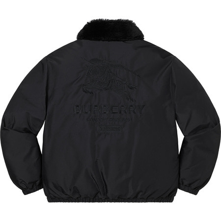 Supreme x Burberry Shearling Collar Down Puffer Jacket Black - 22SS 착용 스타일 - 4