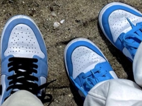 Jordan 1 Retro High OG University Blue, Nike Dunk Low Retro University Blue 착용 스타일