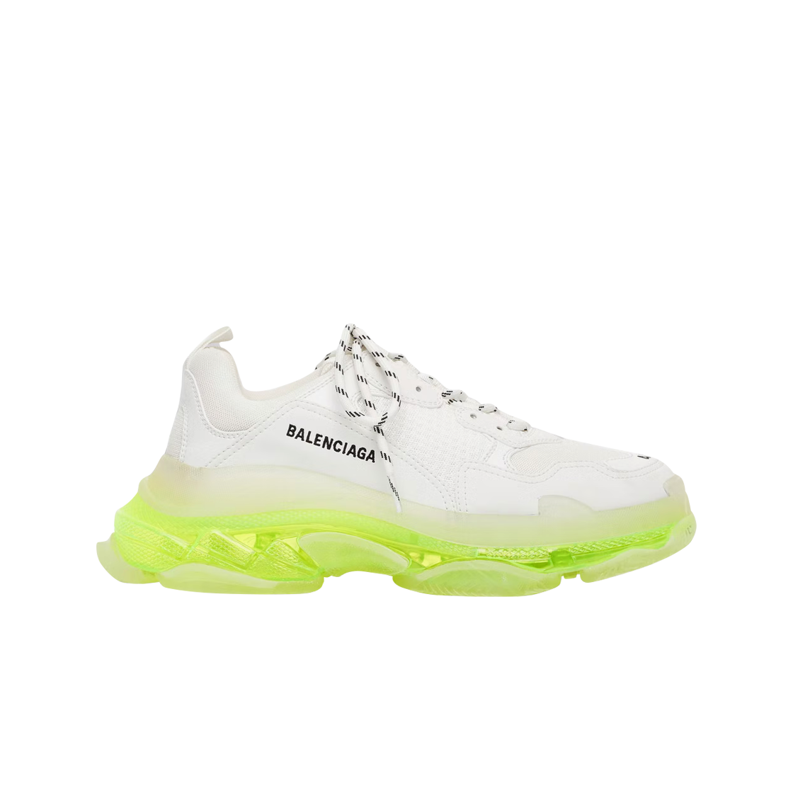 발렌시아가 트리플 S 스니커즈 클리어 솔 화이트 옐로우 플루오