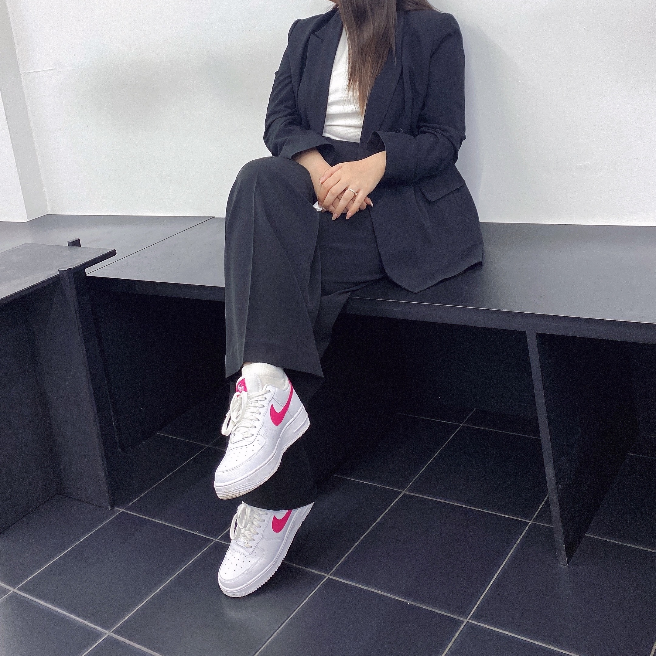 (W) Nike Air Force 1 '07 White Pink Prime 착용 스타일