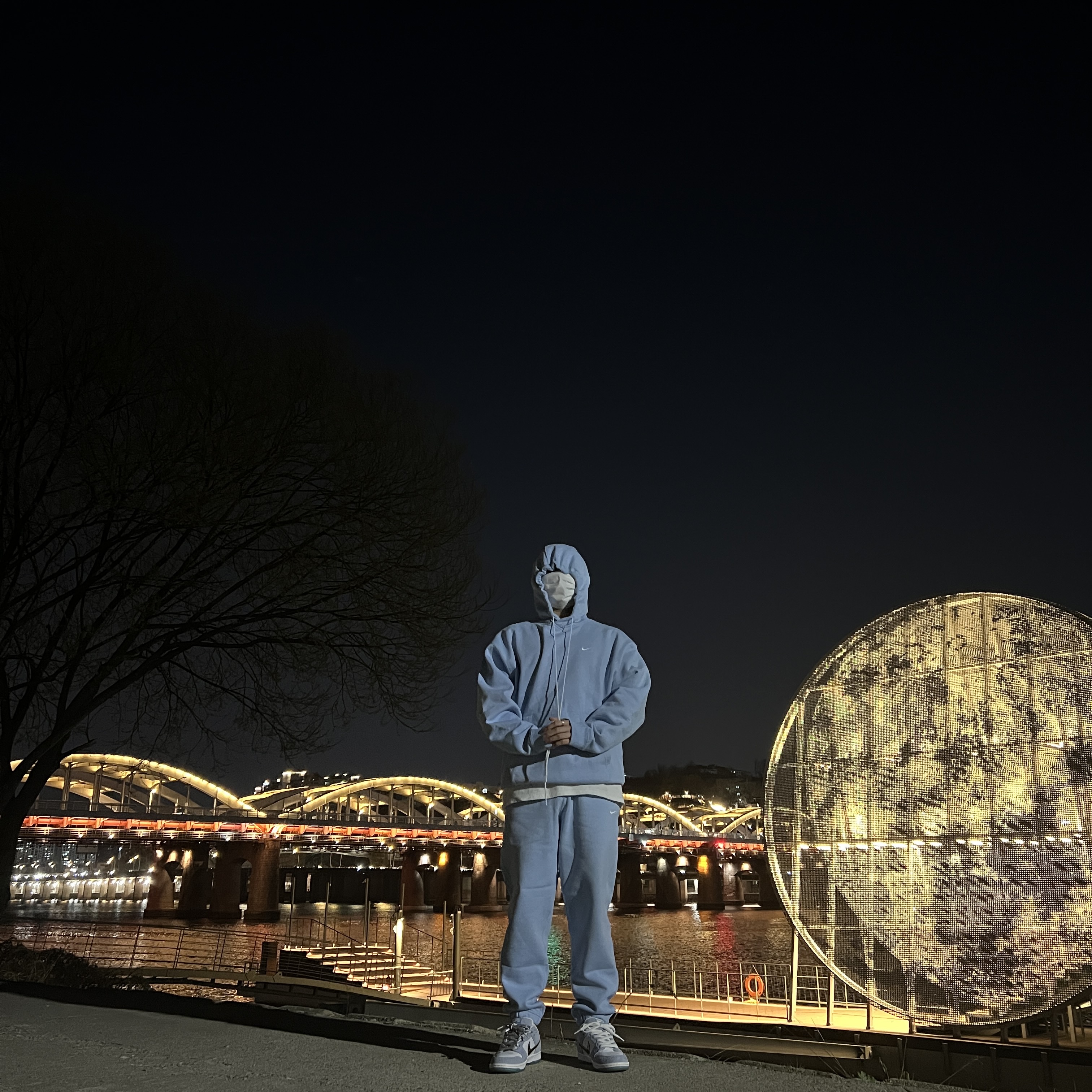 Nike NRG Solo Swoosh Fleece Hoodie Psychic Blue - US/EU, Nike NRG Solo Swoosh Fleece Pants Psychic Blue - US/EU 착용 스타일