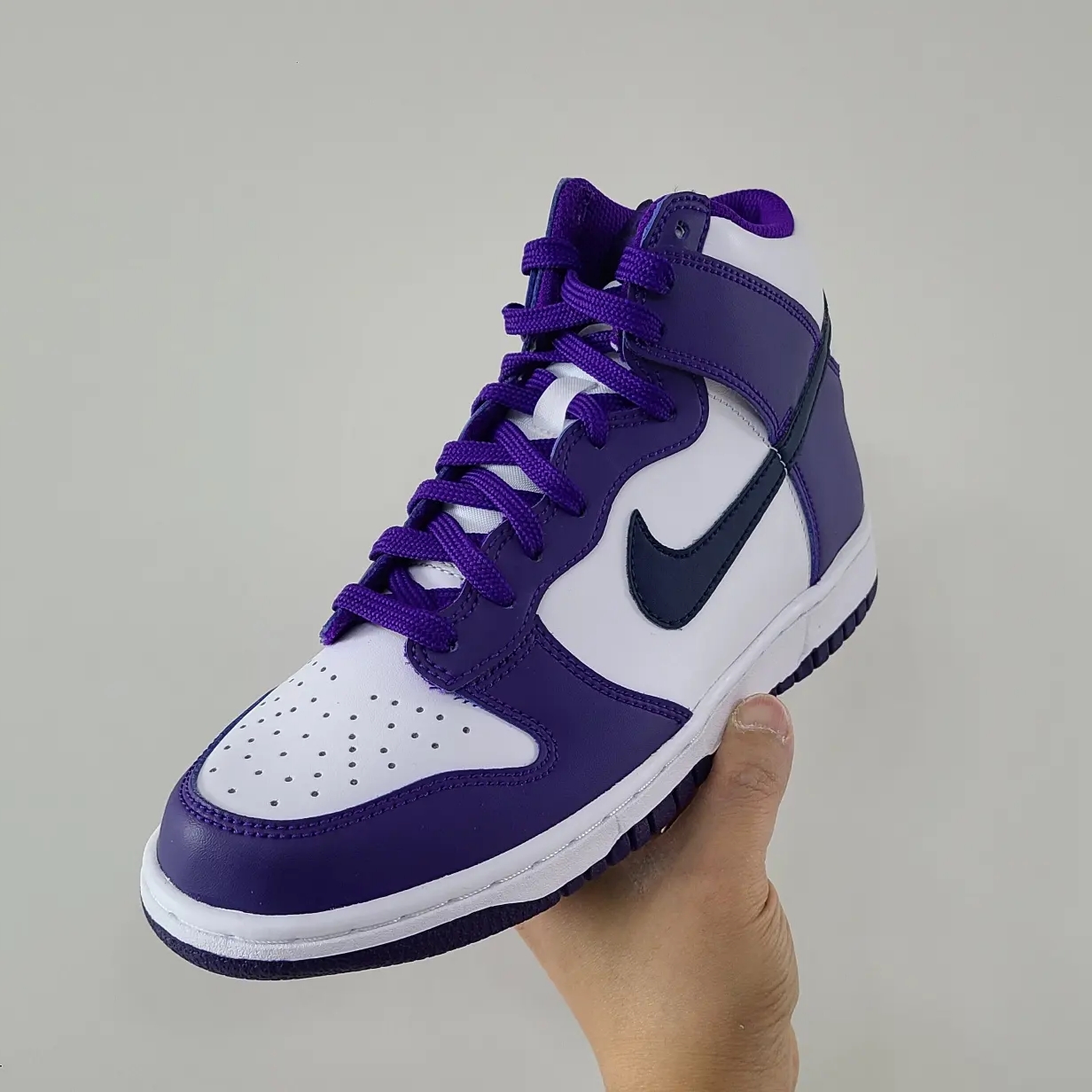 (GS) Nike Dunk High White Midnight Navy 착용 스타일 - 1