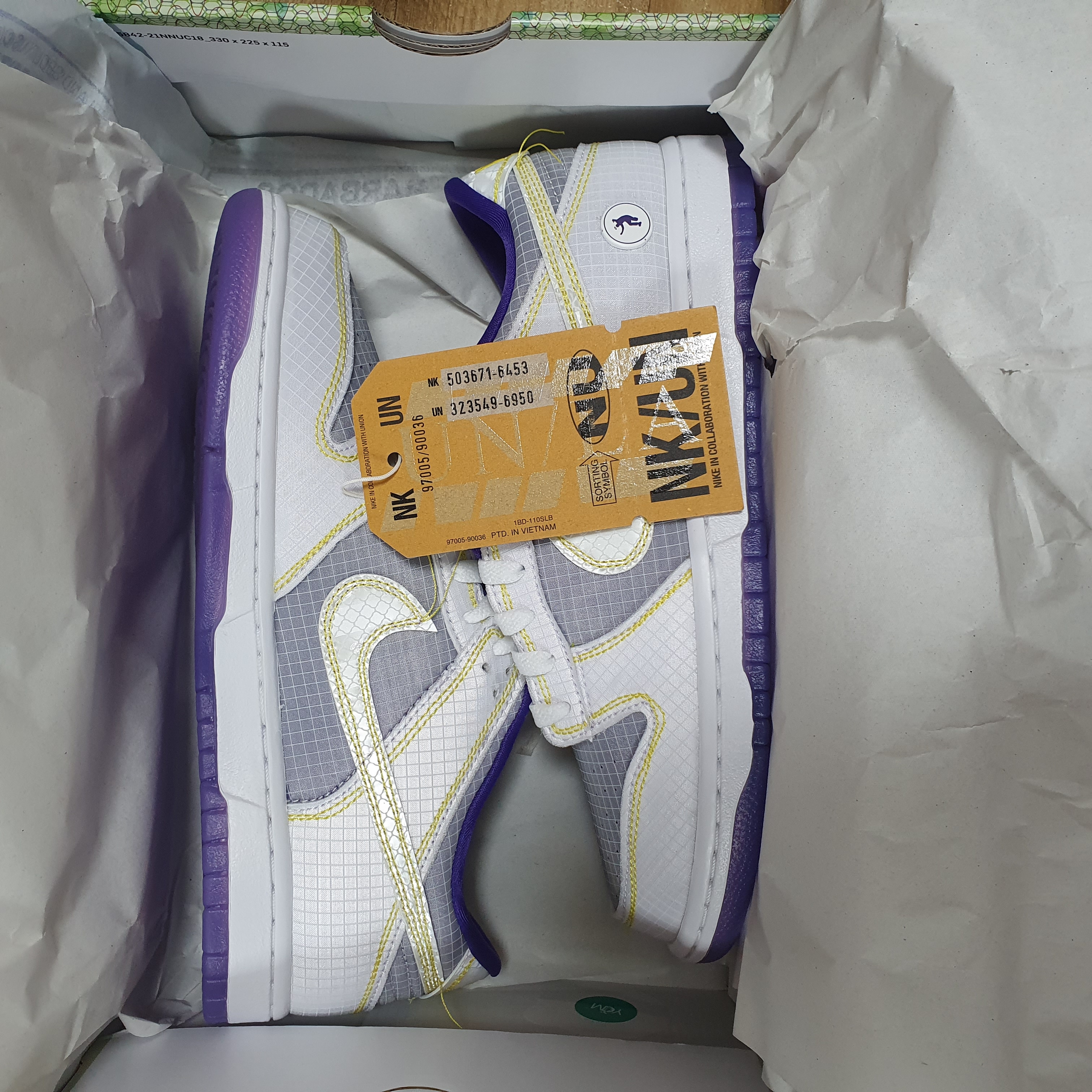 Nike x Union Dunk Low Passport Pack Court Purple White 착용 스타일 - 2
