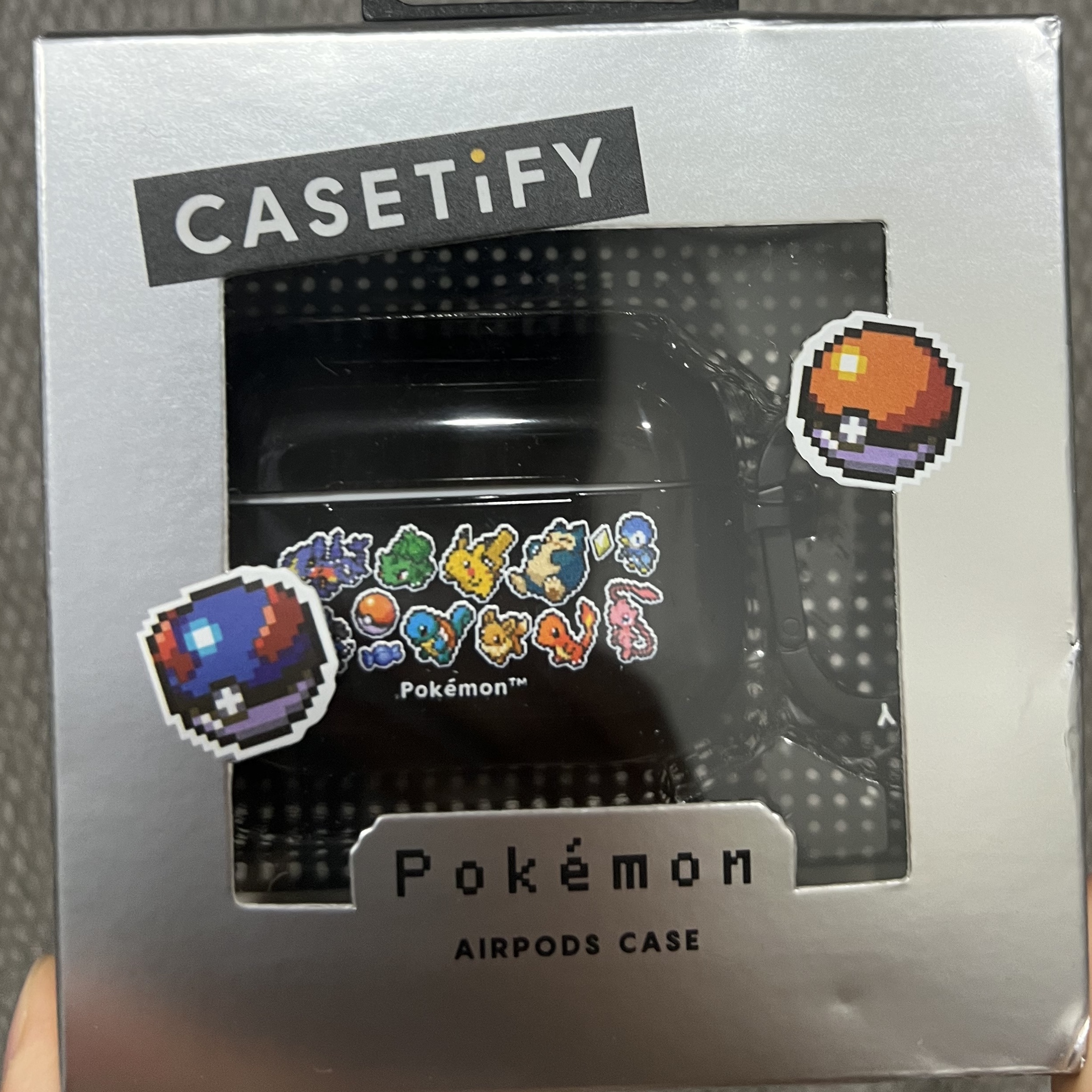 Casetify x Pokemon Pixel Sticker Mania AirPods Pro Case TPU Black 착용 스타일